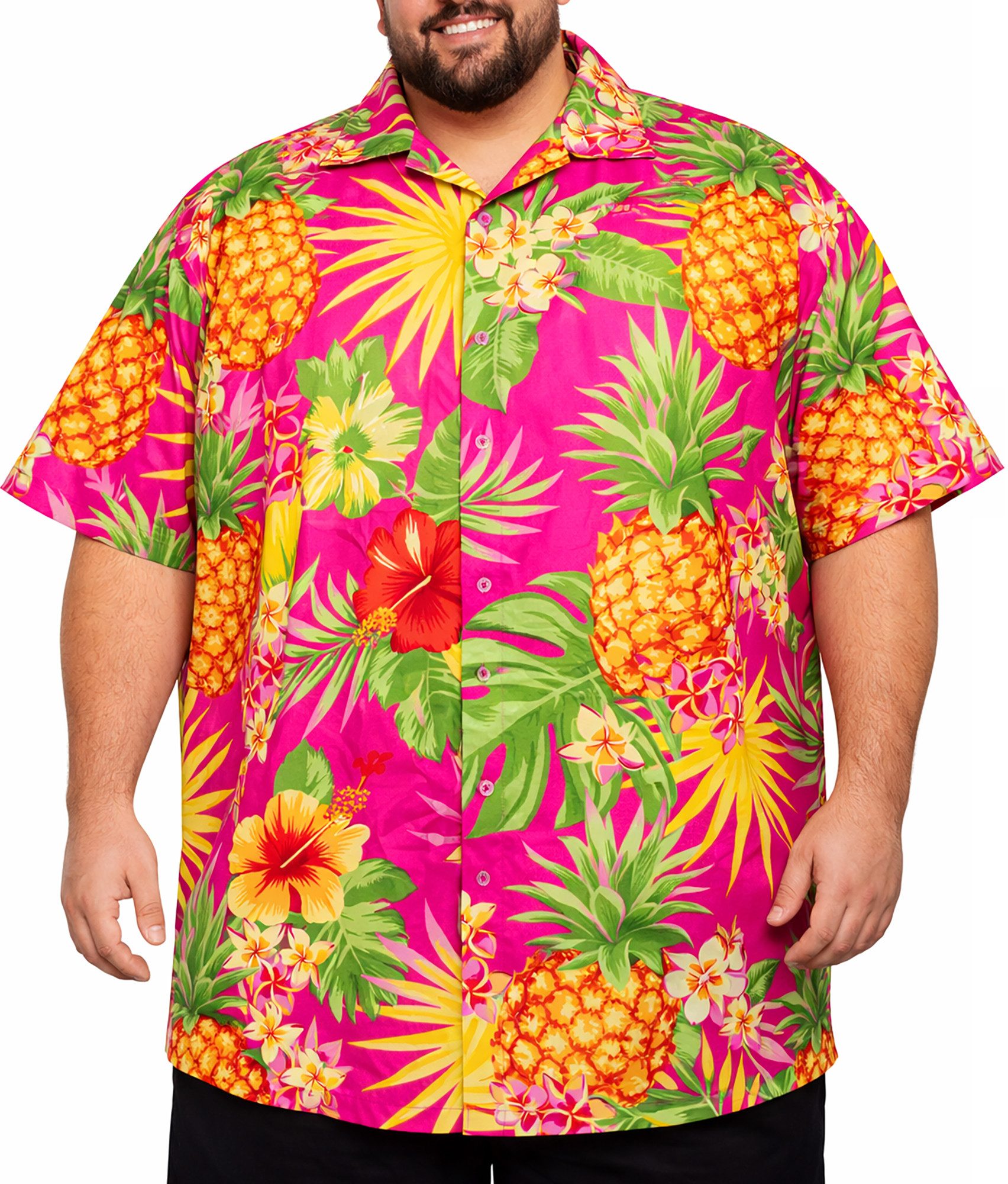 King Kameha Hawaiihemd Pineapple Übergrößen 7XL-12XL Sommerhemd Herren Kurzarm Front-Tasche