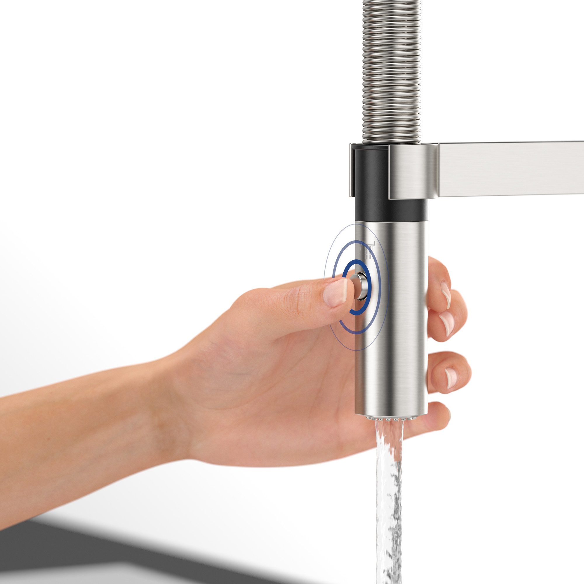 Villeroy & Boch Küchenarmatur Steel Expert 2.0 mit verstellbaren Strahlarten (magnetischer Sprühkopf, spritzarmes Arbeiten dank Laminarstrahl) Hochdruck-Armatur mit viel Komfort, Umschaltfunktion, wassersparend