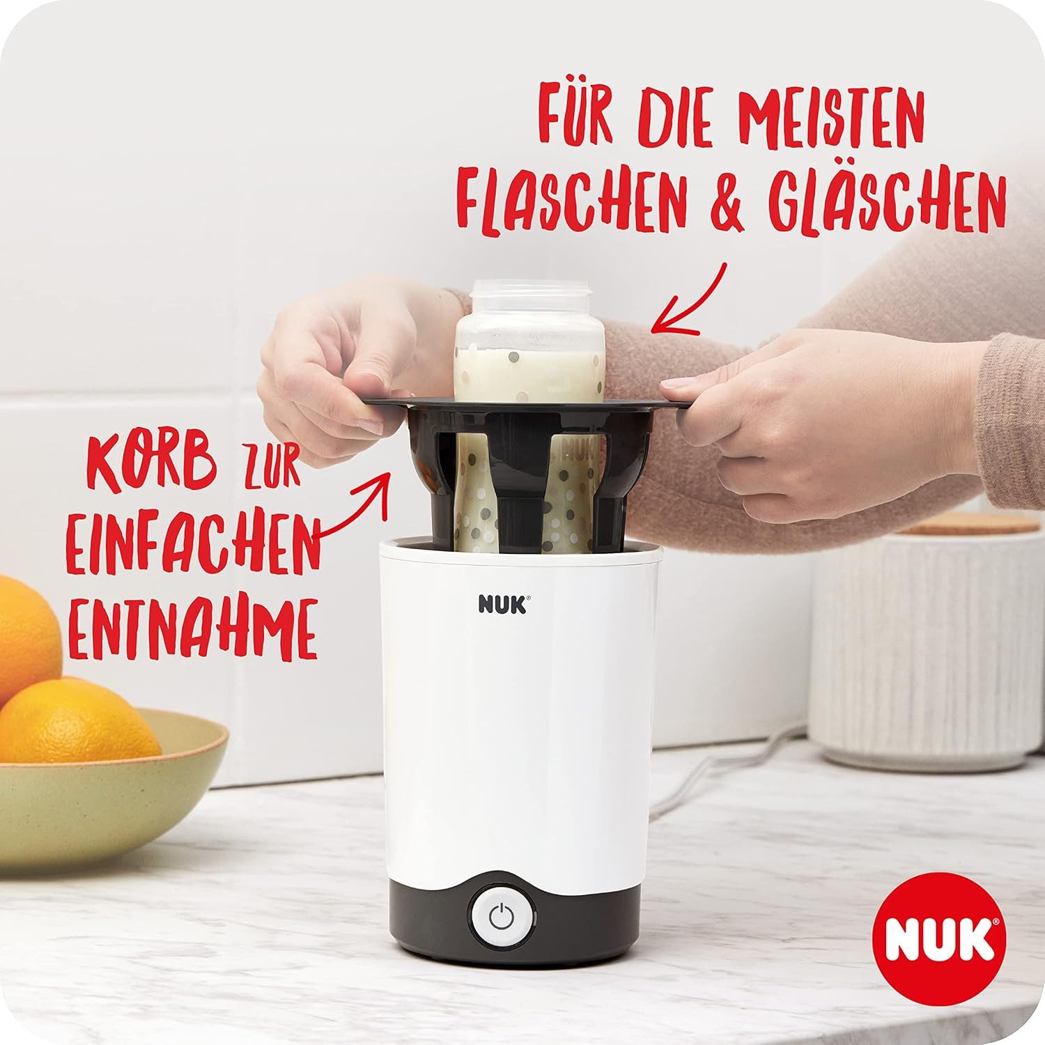NUK Flaschenwärmer NUK Thermo Express Plus Flaschenwärmer EU-Stecker & 12-V-Reiseadapter, Erwärmen von flüssiger und breiförmiger Nahrung in 90 Sekunden – Bild 5 von 5