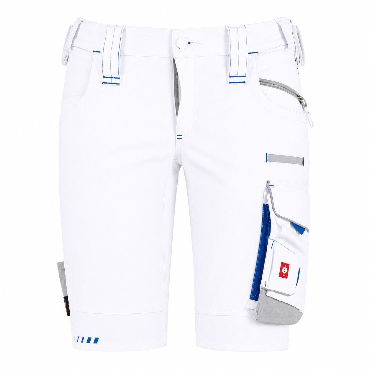 Engelbert Strauss Shorts Damen Arbeitsshorts e.s. motion 2020 – Robuste Workwear weiß/blau Flexbelt-Bund