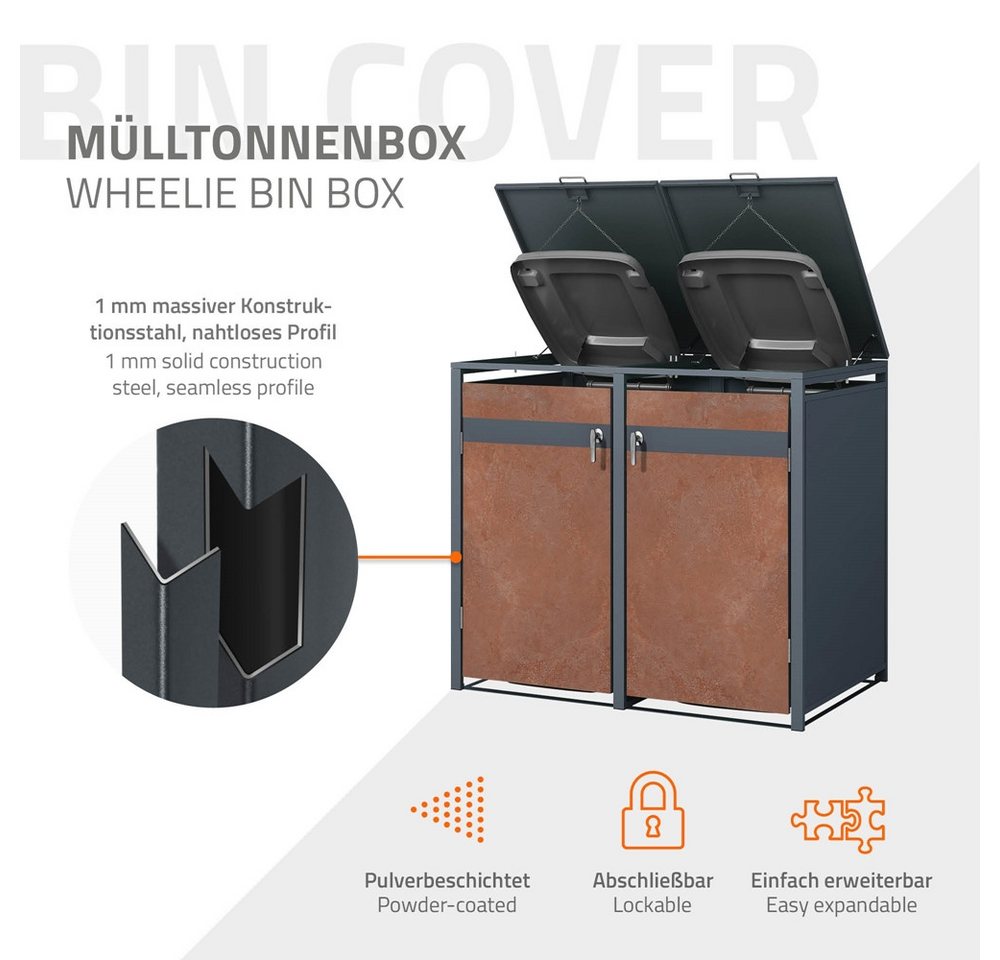 Thumbnail - ML-DESIGN Mülltonnenbox Müllbox aus Stahl wetterfeste Mülltonnen Verkleidung Mülltonnengarage (2 St), Mülltonnencontaine...