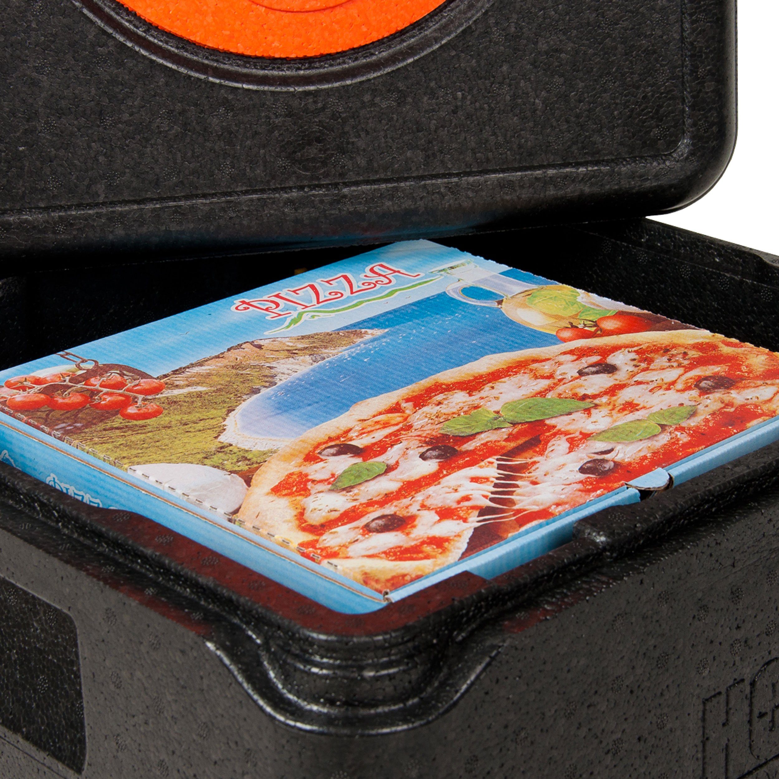 THE BOX Kühlbox Thermobox Pizza mittel EPP mit Deckel schwarz 21 l - 10 Stück, 21 l
