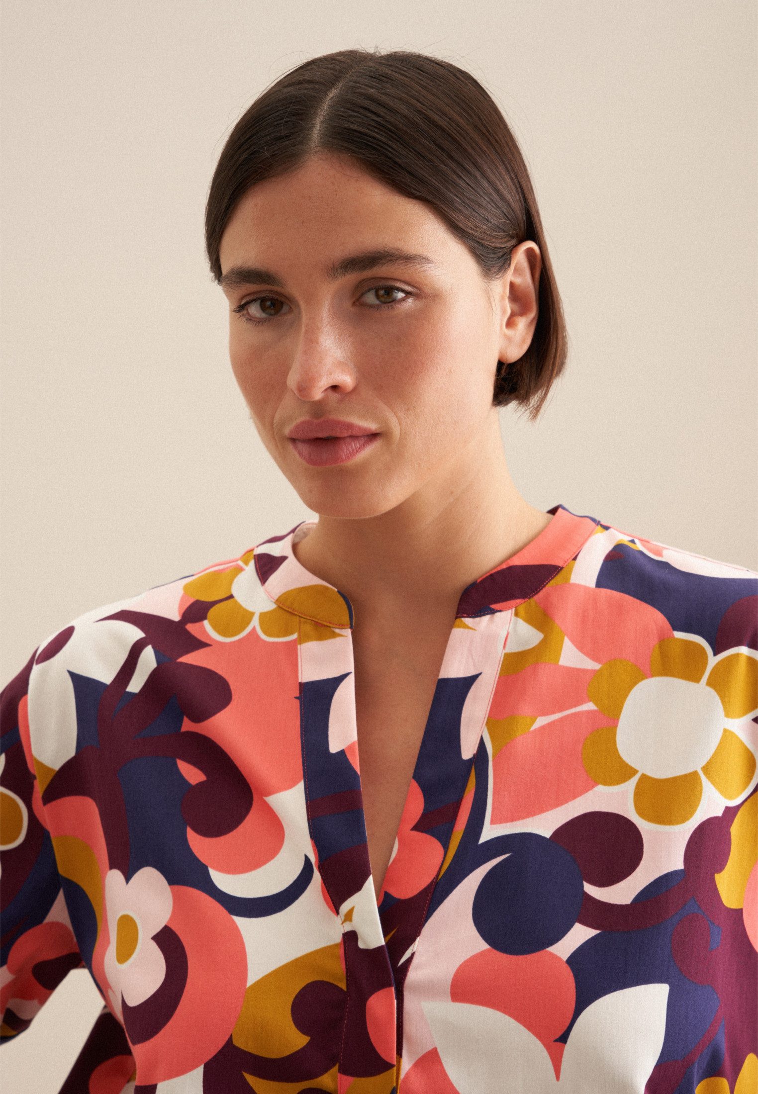 seidensticker Klassische Bluse Schwarze Rose Tunika Floral