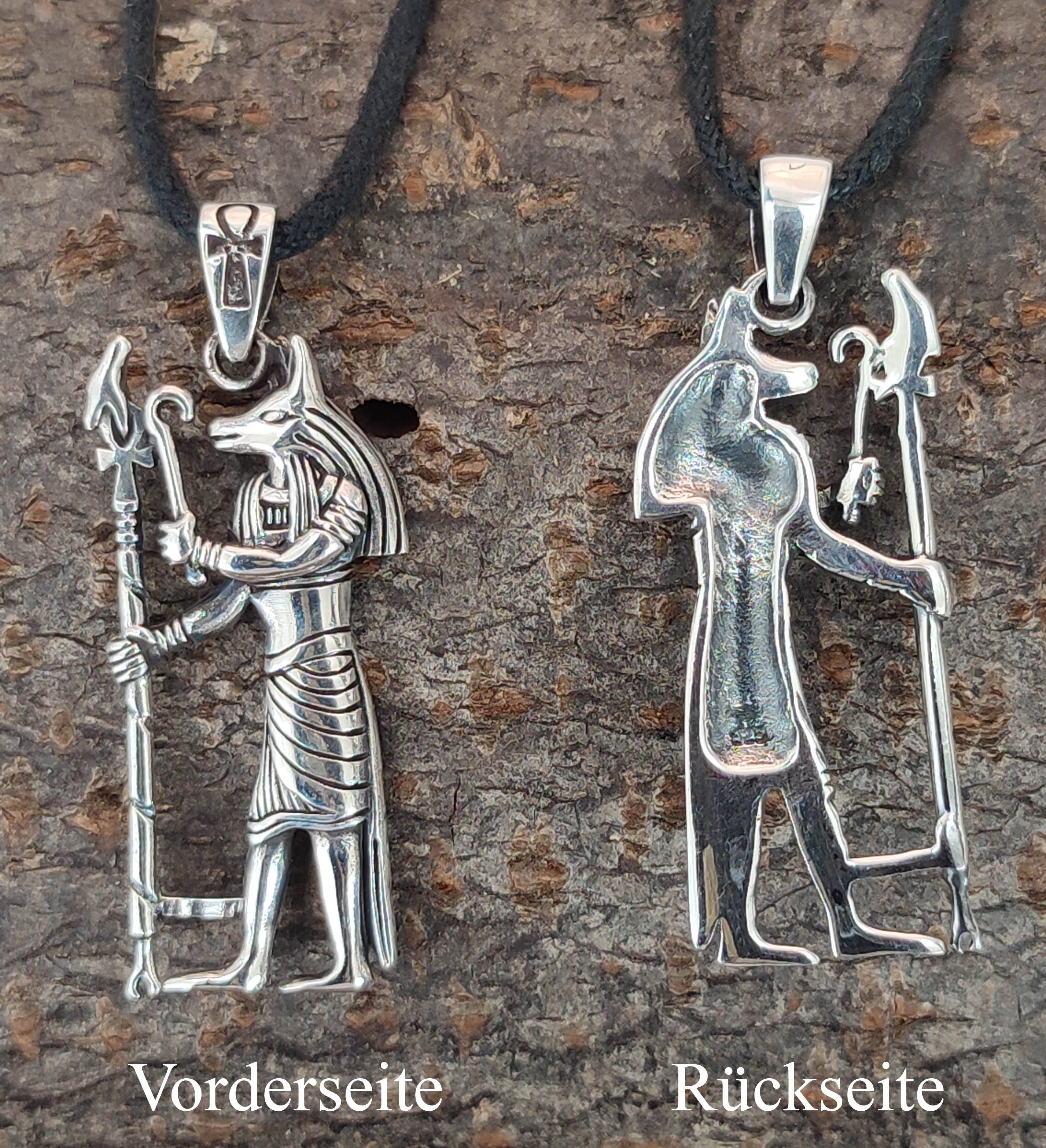 Schakal of Schakalkopf Kettenanhänger Kiss Silber Sterling 925 Ägyptisch Nr.435 Anubis Leather Anhänger Ägypten
