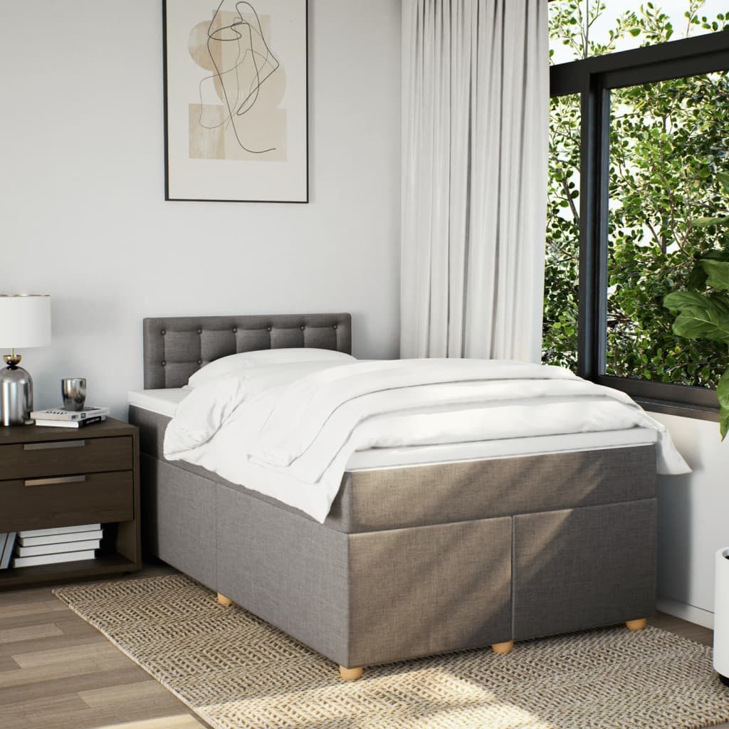vidaXL Bett Boxspringbett mit Matratze Taupe 120x200 cm Stoff