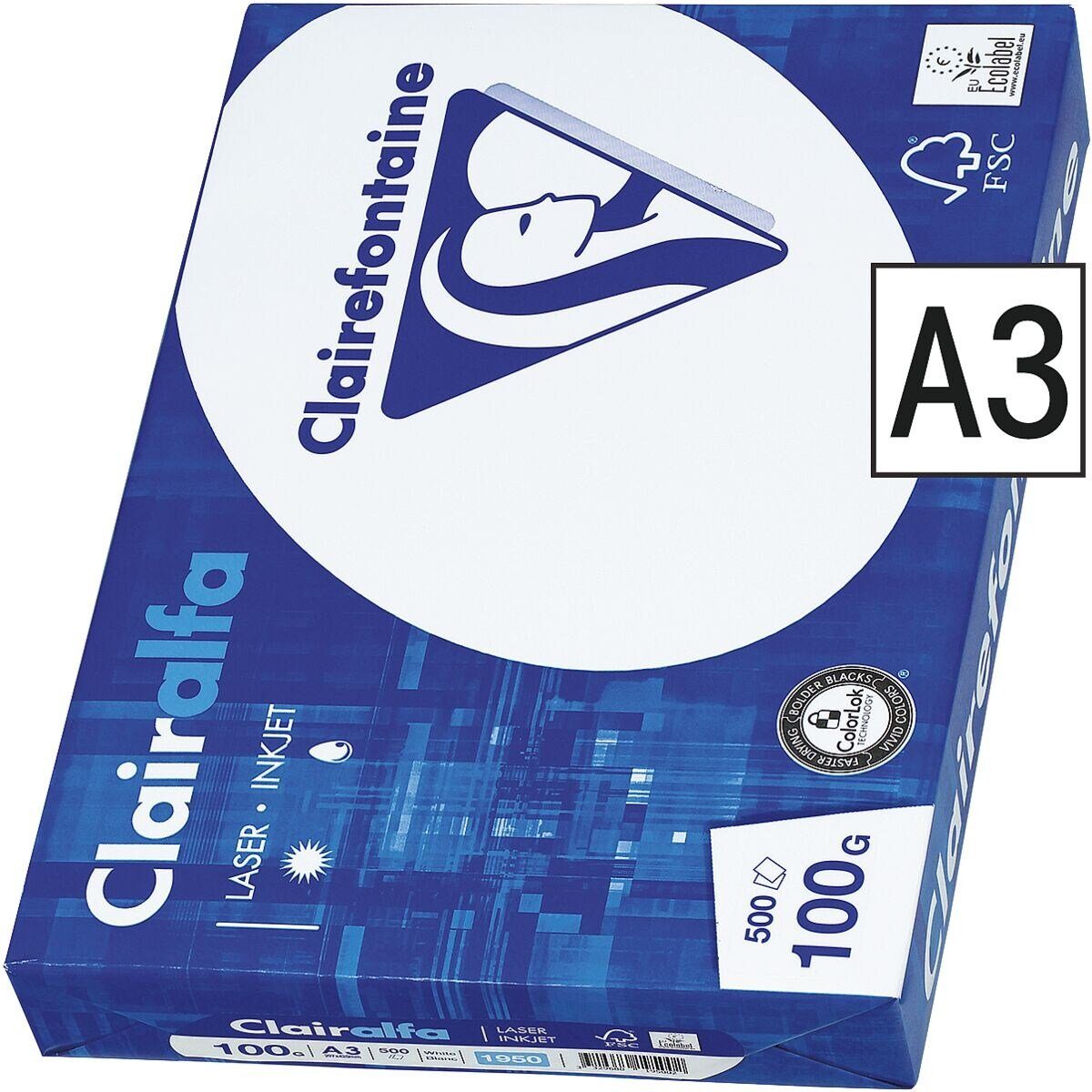 CLAIREFONTAINE Druckerpapier 2800, A3, CIE, Format 172 g/m², Blatt 100 DIN 500