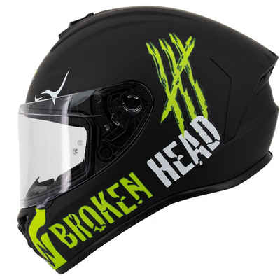 Broken Head Motorradhelm Adrenalin Therapy 4X Black-Green Matt, ein Helm für Adrenalin Junkies