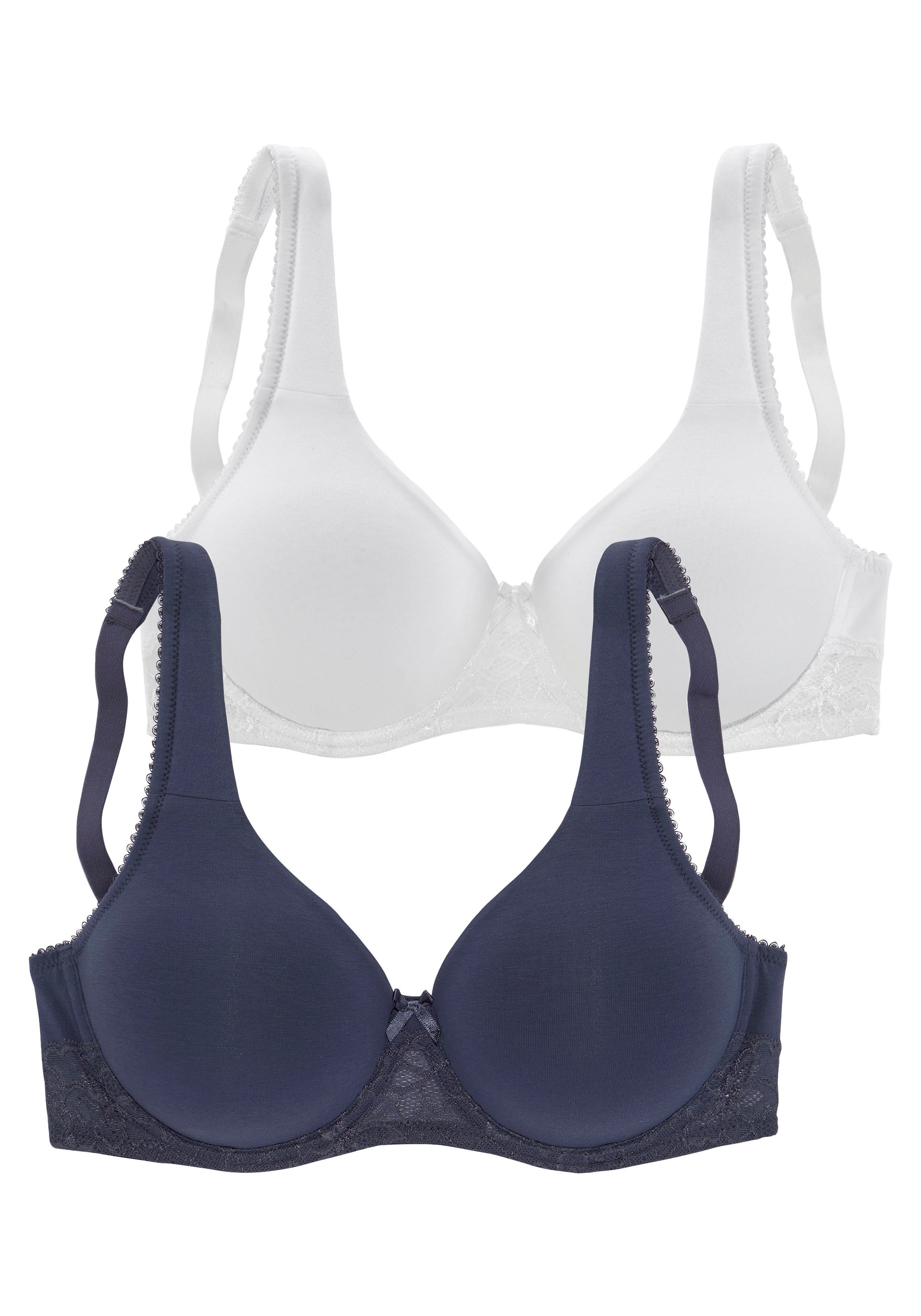 Nuance by Lascana T-Shirt-BH (Packung, 2 Stück) mit Bügel und nahtlosen Cups, aus Baumwoll-Qualität – Bild 2 von 5