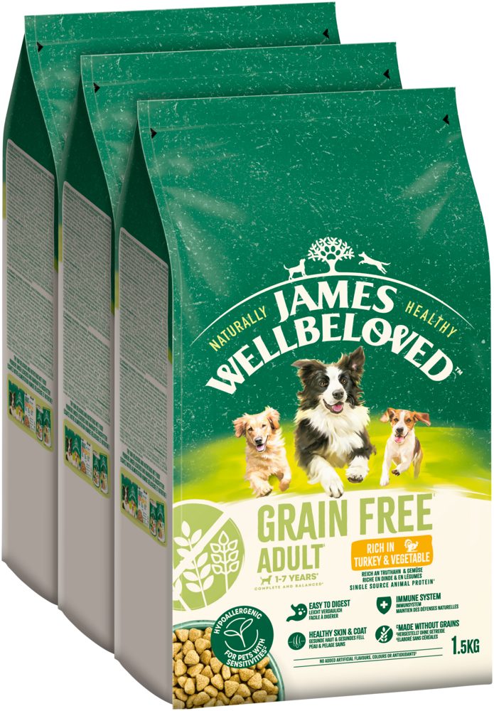 James Wellbeloved JAMES WELLBELOVED™ Hund Getreidefrei Truthahn & Gemüse 3 x 1,5kg, Trockenfutter für: Hunde