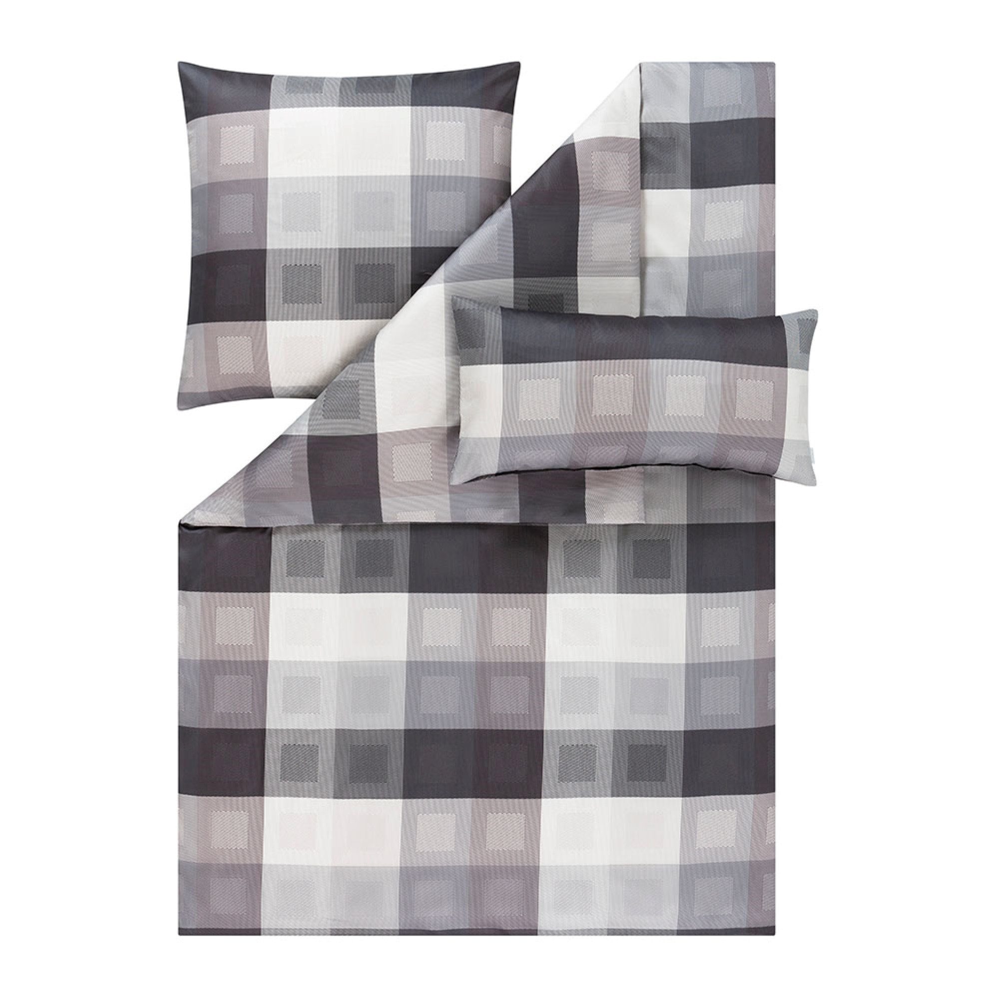 Estella Bettwäsche Estella Schweizer Premium Satin Bettwäsche 135x200 Armando anthrazit, Schweizer Premium Satin, 2 teilig, für Sommer und Winter