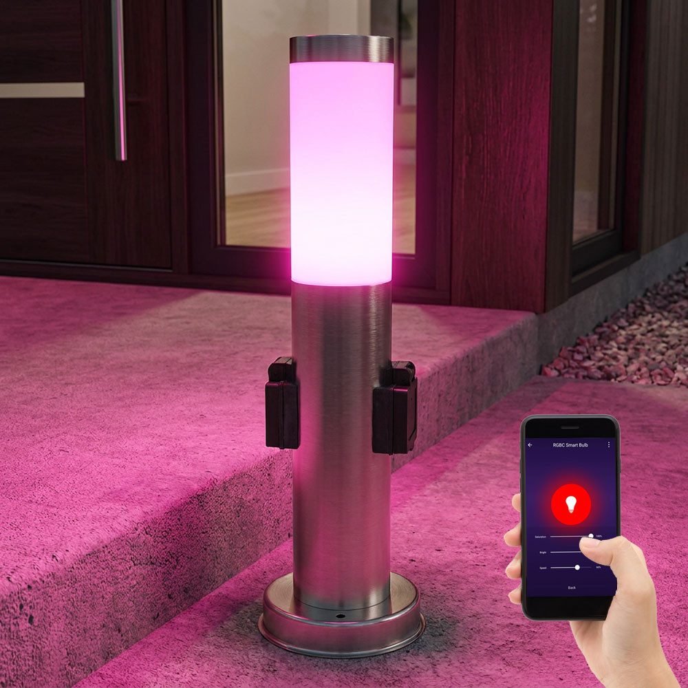 GLOBO LIGHTING LED Wandstrahler, Leuchtmittel inklusive, Warmweiß, Neutralweiß, Tageslichtweiß, Smart Home LED RGB Außenleuchte mit Steckdose