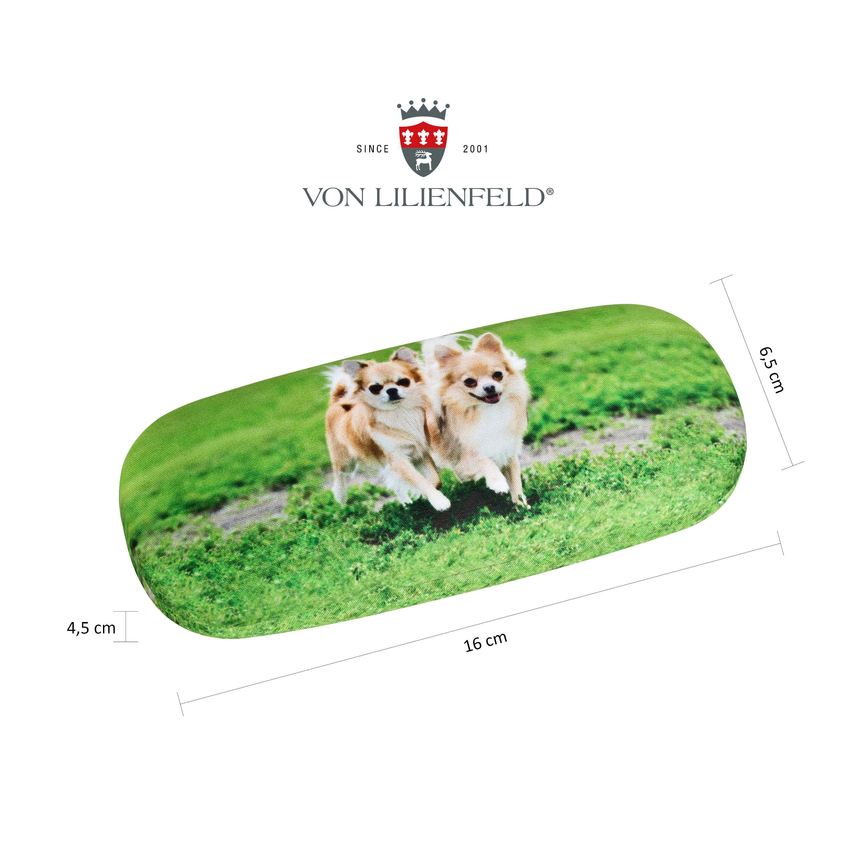 von Lilienfeld Brillenetui Chihuahuas Hund Motiv Hardcase Putztuch, stabiles mit Mikrofaser bezogenes Hardcase