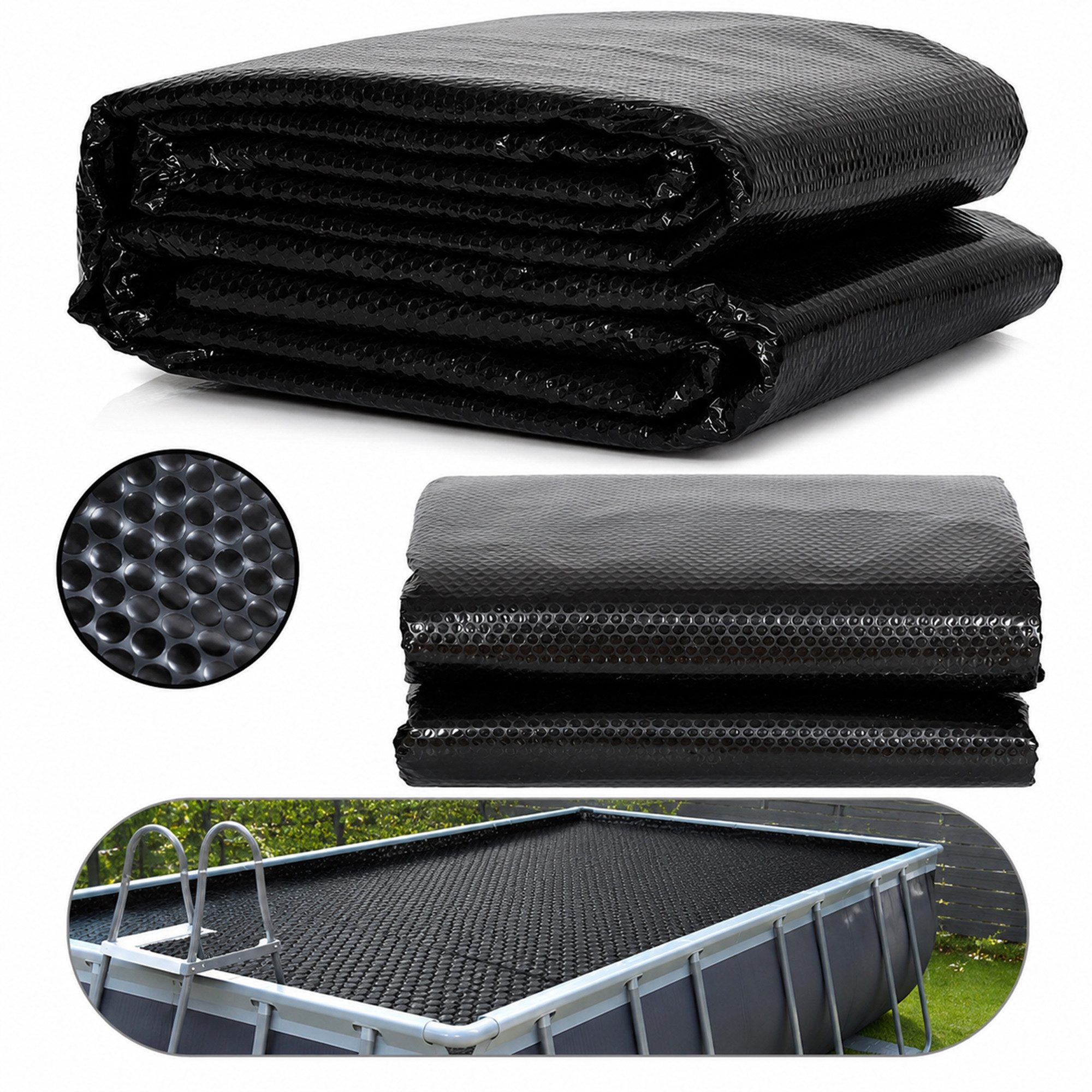 Mucola Pool-Abdeckplane Solarfolie Schwarz Wärmeplane Poolunterlage Bodenschutzplane (Stück, Pool-Abdeckplane), Verhindert Heizkosten