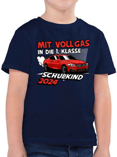 Shirtracer T-Shirt Mit Vollgas in die 1. Klasse - Schulkind 2024 Einschulung Junge Schulanfang Geschenke