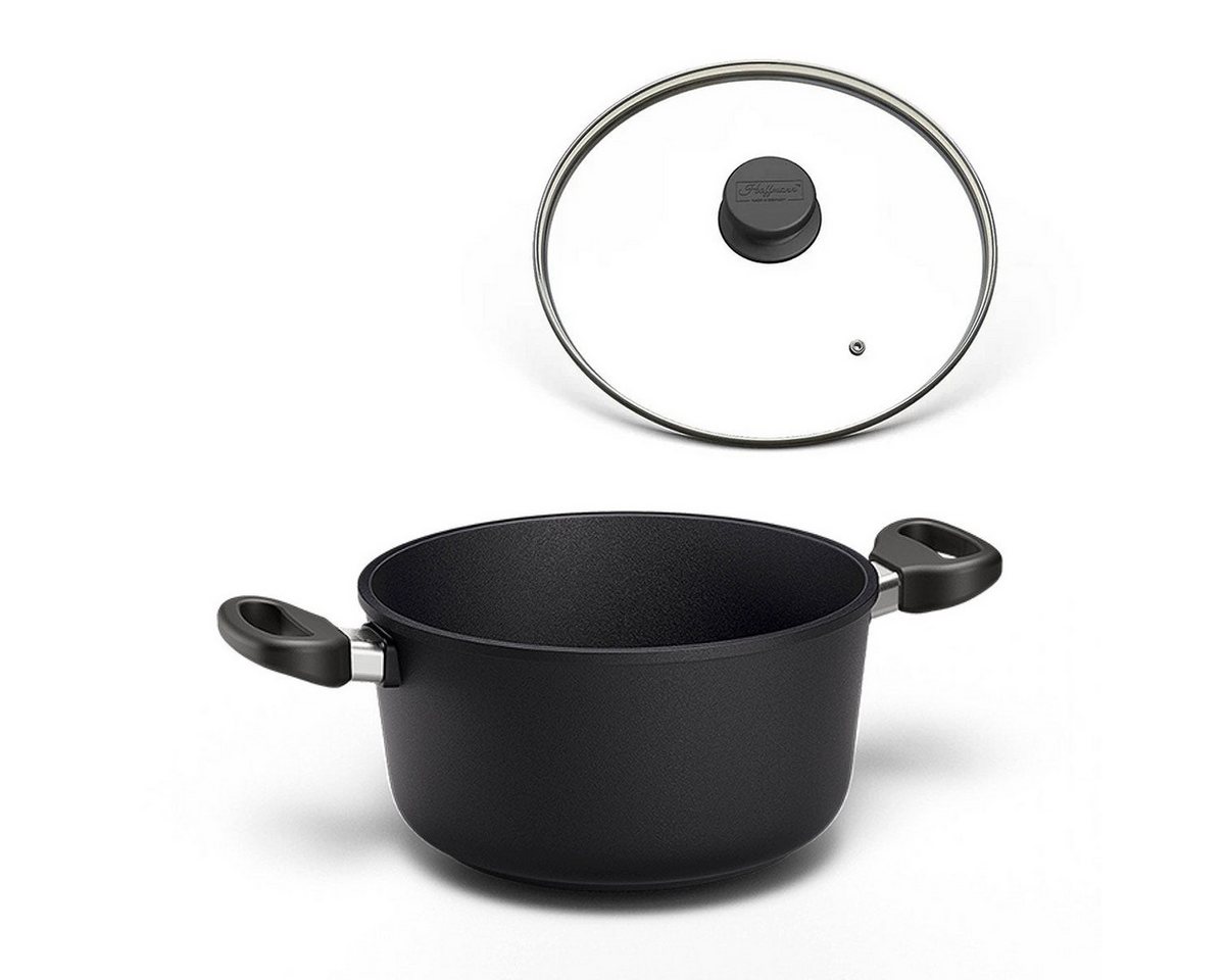 Hoffmann Germany Kochtopf STONIQ PFAS-frei Antihaft Ø 20 cm mit Glasdeckel – Made in Germany, Aluguss (Set, 2-tlg., 1x Kochtopf Ø 20 cm + 1x Glasdeckel), Aluguss, Schmortopf, backofenfest bis 300°C, Induktion