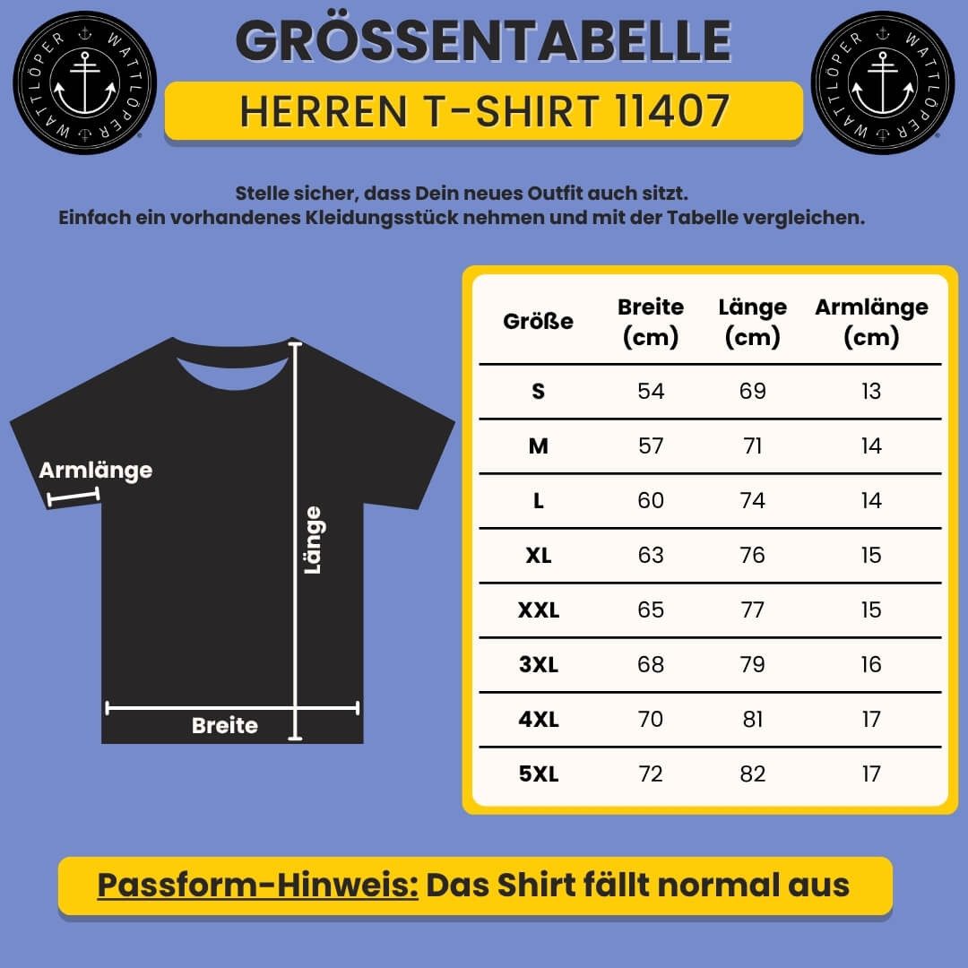 Wattlöper T-Shirt 11407 Herren Kurzarm-Shirt Anker-Kreis-Print - Rundhalsshirt Maritim Sommershirt & Freizeitshirt Rundhalsausschnitt, hochwertige Details