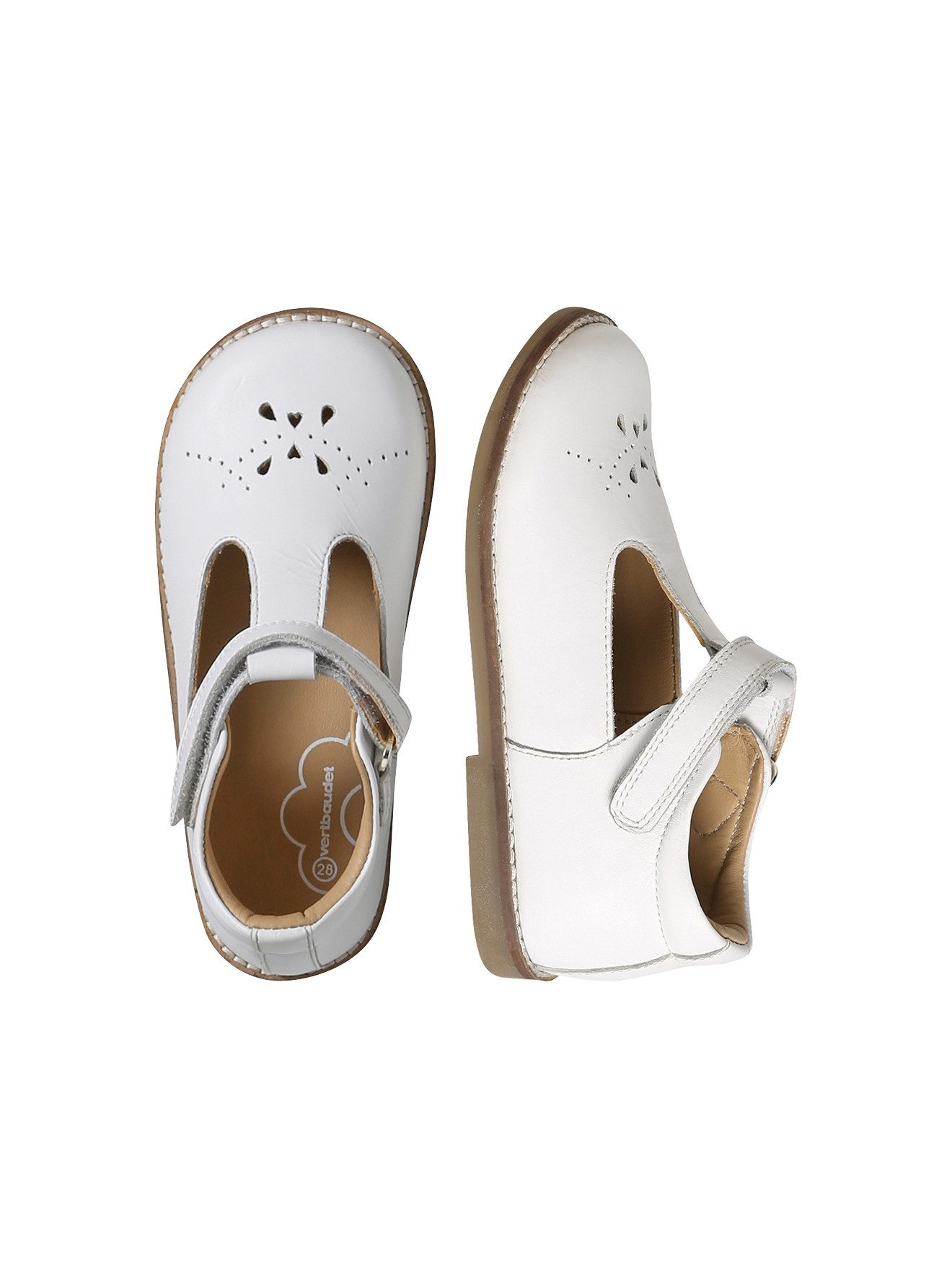 vertbaudet Spangenschuhe aus Leder Mädchen, Klett Ballerina