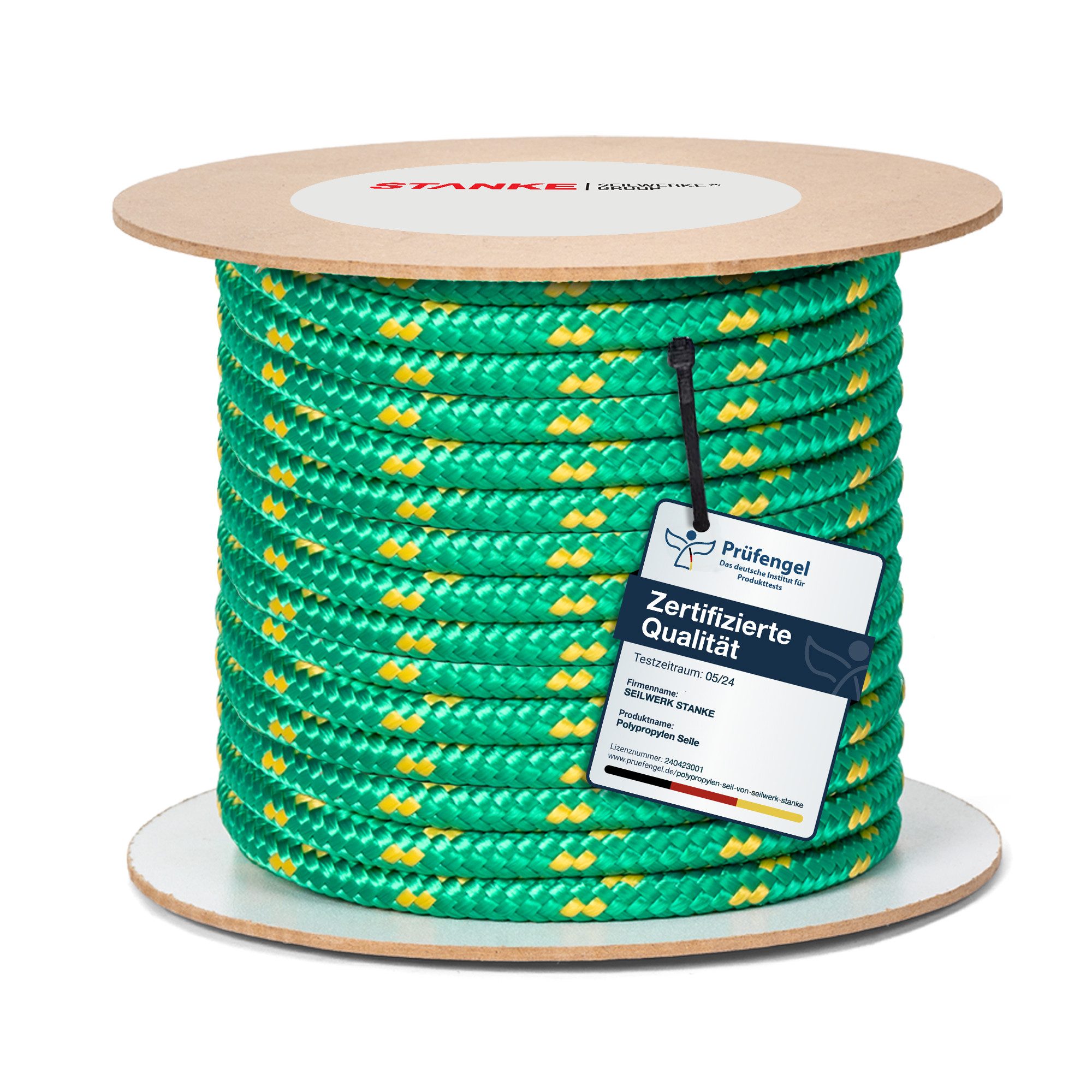 STANKE Polypropylenseil 5 mm - 1 m Grün-Gelb Wäscheleine für Garten, Balkon Seil, Dicke Schnur für Transport, Bauwesen, Segelzubehör PP Seil