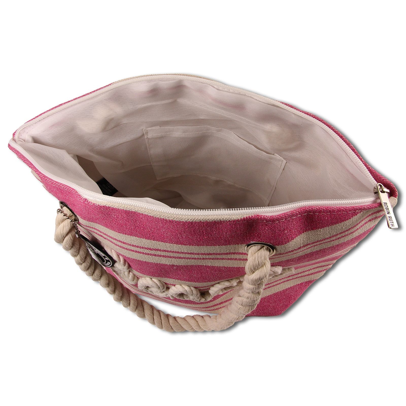 Robin Ruth Strandtasche Robin Ruth Strandtasche Baumwolle (Strandtasche), Strandtasche Baumwolle, Polyester, rosa, beige ca. 20cm hoch