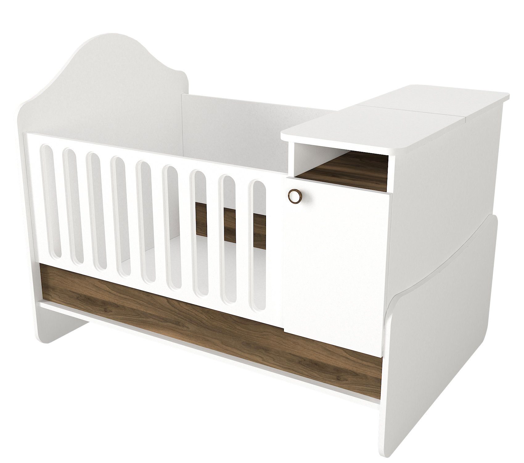 moebel17 Babybett »Babybett Mitwachsend Lora Weiß Walnuss«, PRAKTISCH: Das  Babybett ist sehr praktisch, da es einen integrierten kleinen Schrank  besitzt online kaufen | OTTO