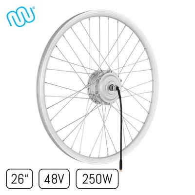 windmeile Vorderradnabe E-Bike Nabenmotor Eingespeicht Silber Vorne 26 Zoll 48V 250W