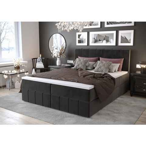 yourhouse24 Boxspringbett Bahama mit 2 Bettkästen, Doppelbett mit Bonell-Matratze + Topper