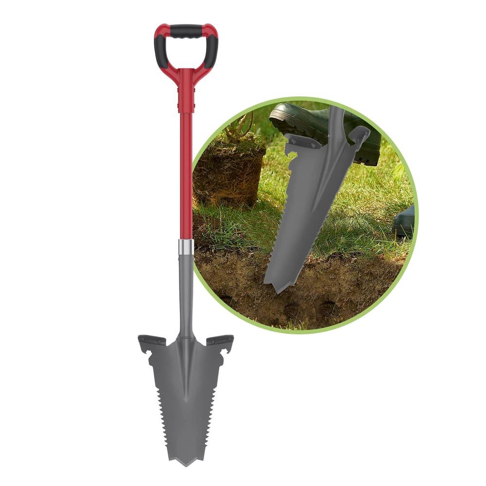 EASYmaxx Spaten - & Wurzelsäge 114cm grau/rot, (1-St), Spaten- & Wurzelsäge mit einer V-förmigen Klinge & mit Flaschenöffner