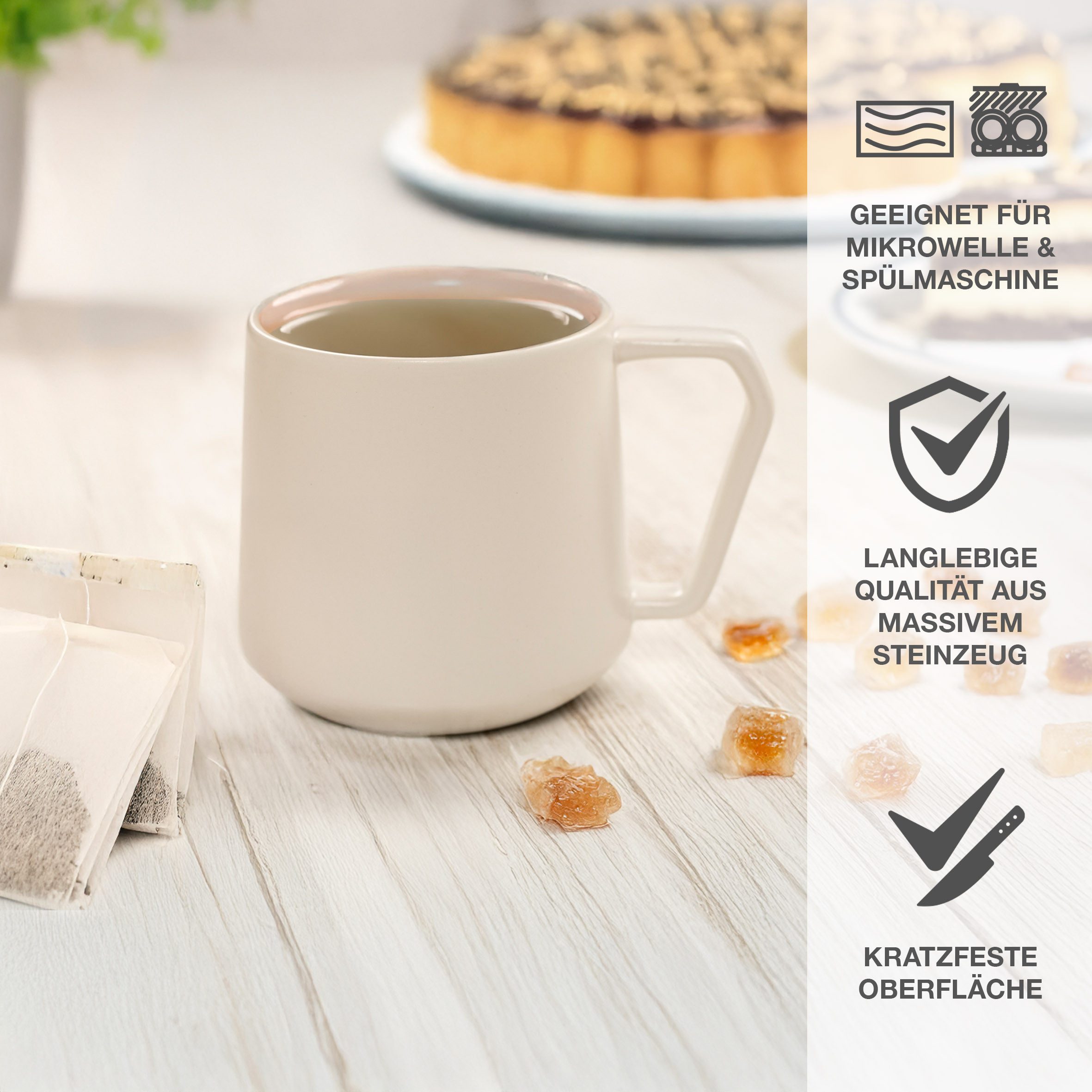 Moritz & Moritz Tasse CAVO Kaffeebecher - Almond, 6-tlg., Steinzeug, Spülmaschinengeeignet