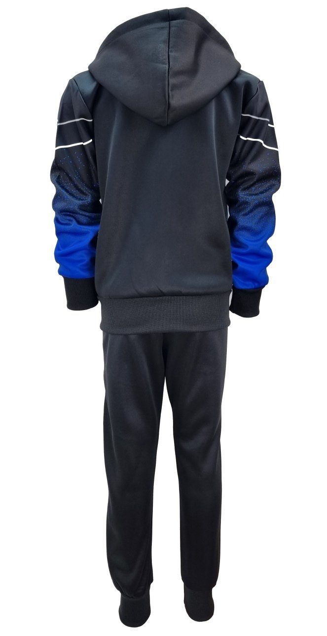 Freizeitanzug Schwarz/Blau Trainingsanzug + Trainingsanzug Jungen/Mädchen Thermo Jacke Boy Fashion Jogginganzug JF1137 (Set, Hose)