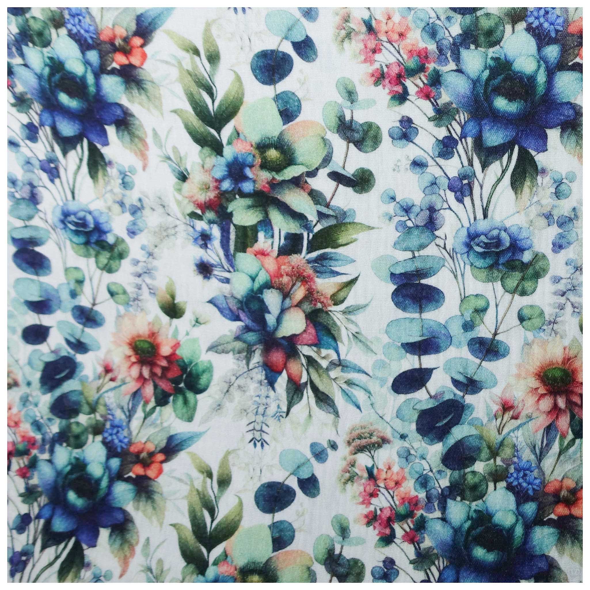 maDDma Stoff Musselin Blumenwiese Digital Print ab 0,5m x 1,38m Baumwollstoff, Blumen 7