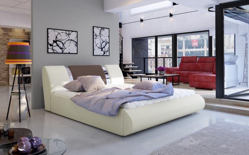 Beige/Braun Design Auerswald Luxus Schlafzimmermöbel Bett Weiß Schwarz Bett Betten Boxspring