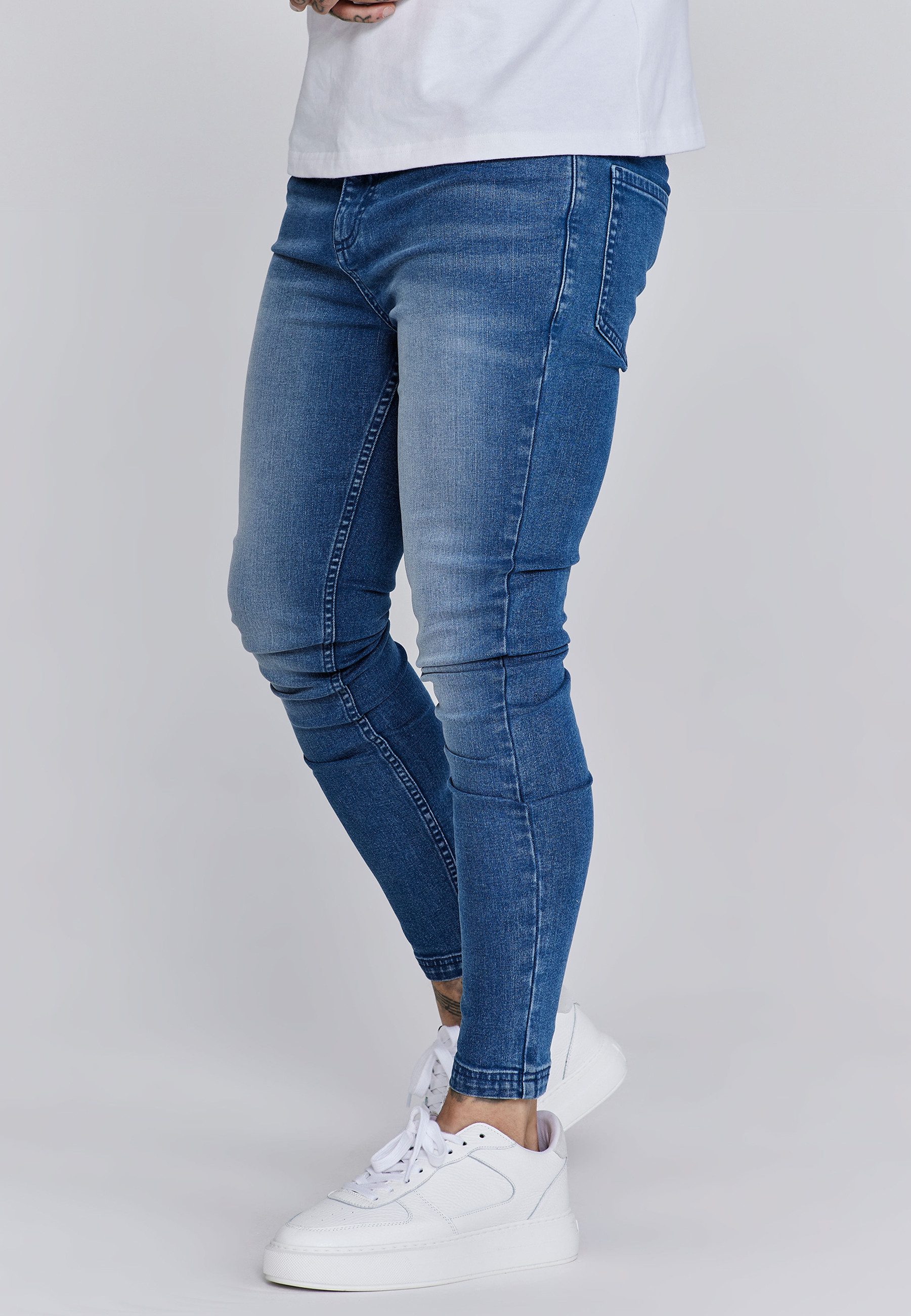 Siksilk Skinny-fit-Jeans SikSilk Herren Gewaschene Blaue günstig online kaufen