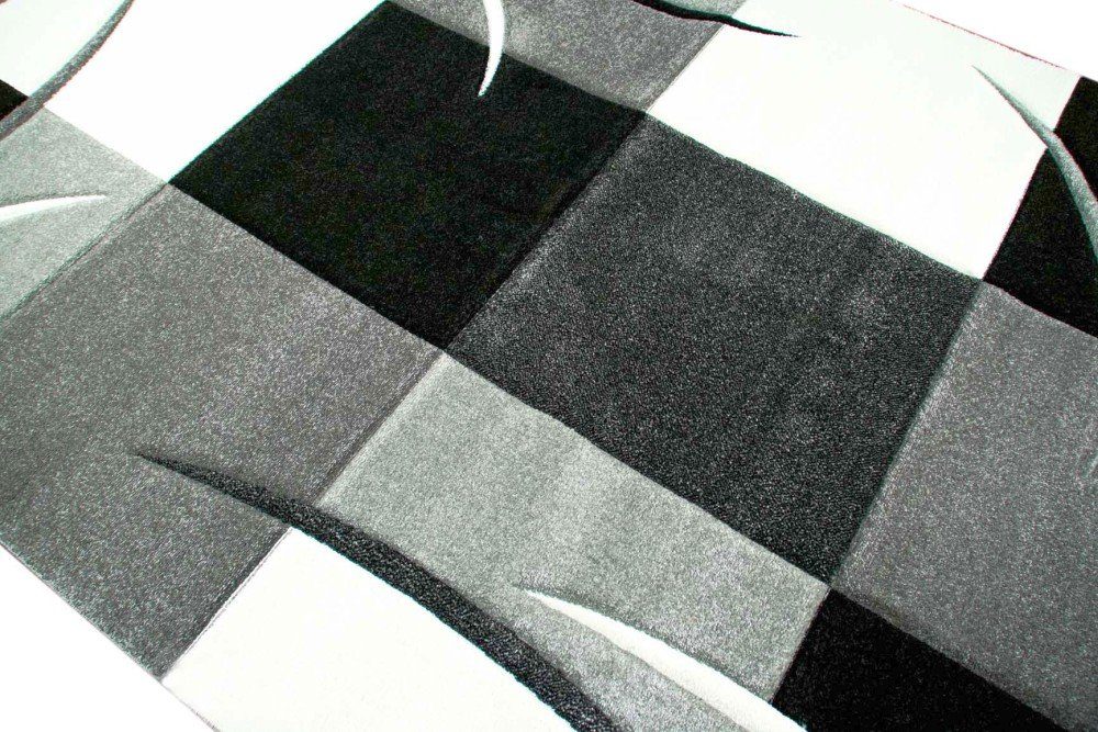 Carpetia Teppich Designer Teppich Wohnzimmerteppich karo grau creme schwarz, rechteckig, Höhe: 13 mm