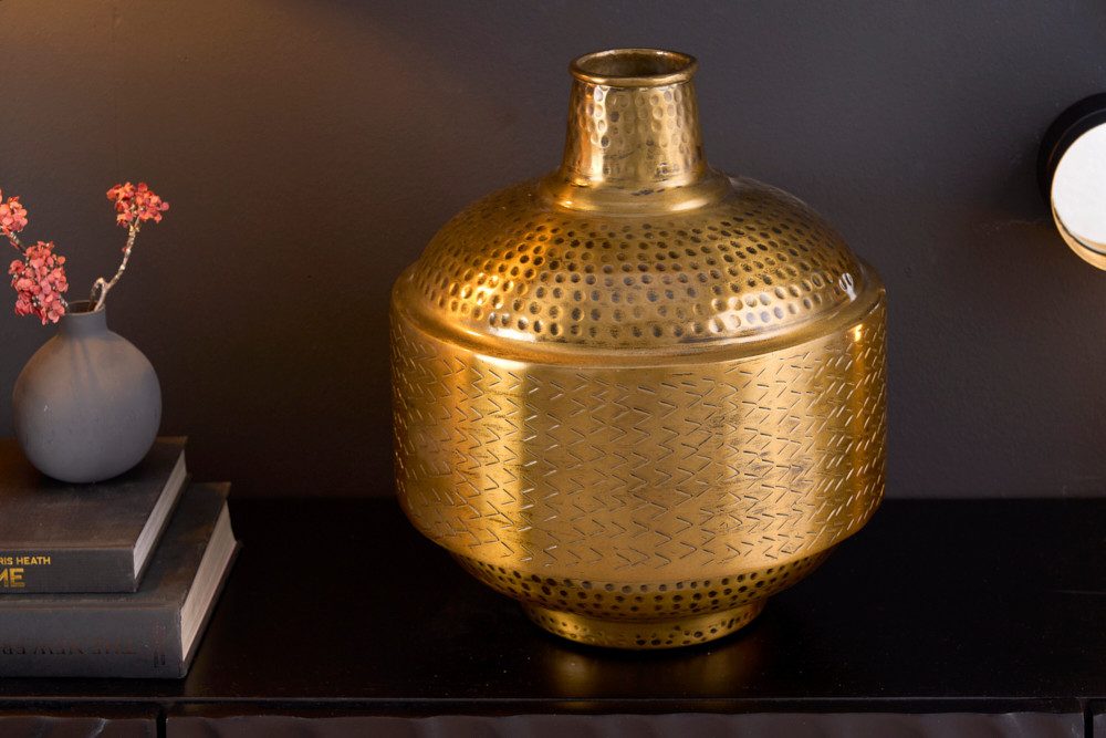 riess-ambiente Dekovase ORIENT 35cm gold - orientalisch, Blumenvase, Hammerschlag-Design (1 St), Accessoire · Tischvase für Trockenblumen · handmade · Metall