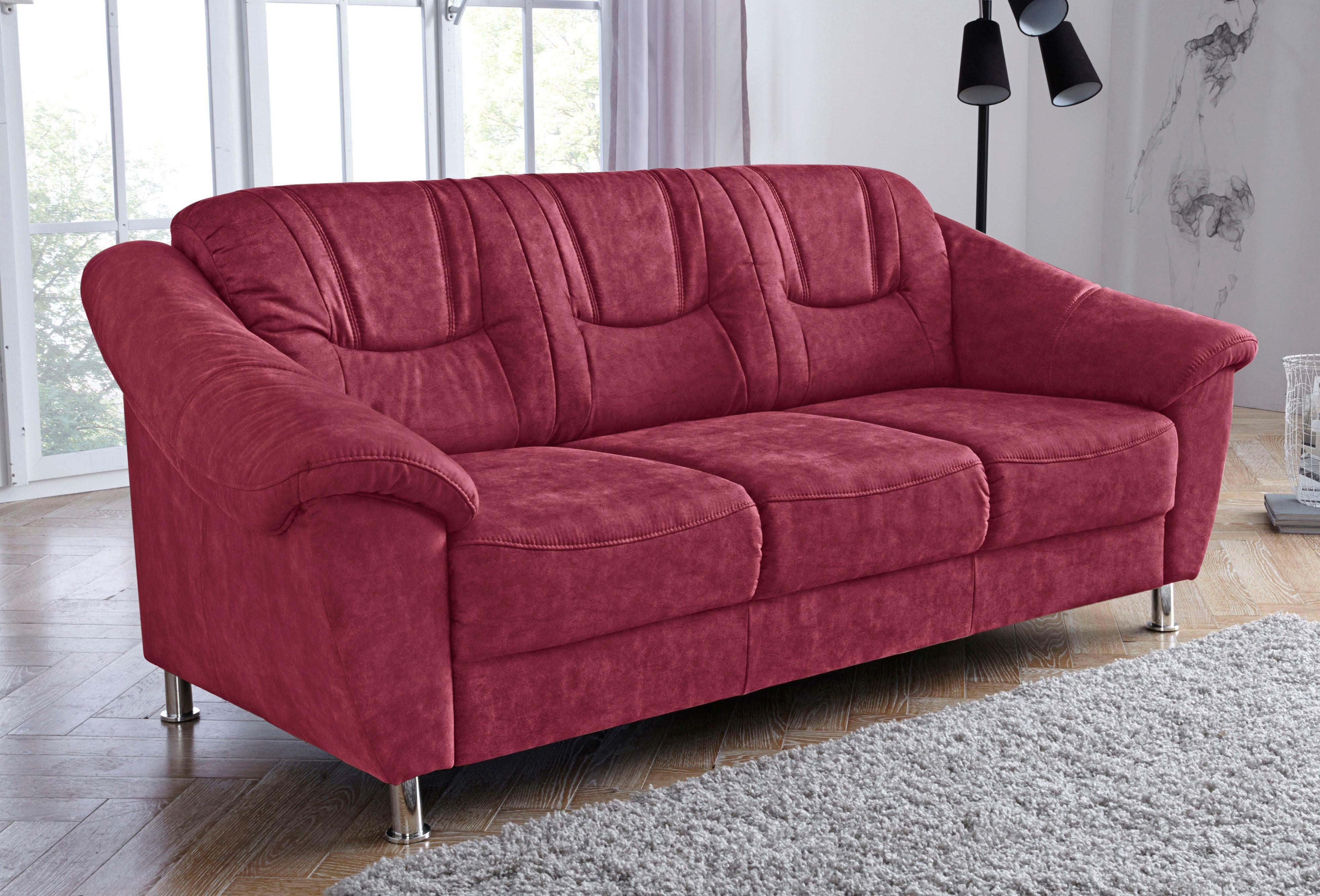 sit&more 3-Sitzer Salsa, B: 202 cm, Federkern, komfortable Sitzhöhe 45 cm, Frei im Raum stellbar, 110 kg je Sitzplatz, zeitloses Design