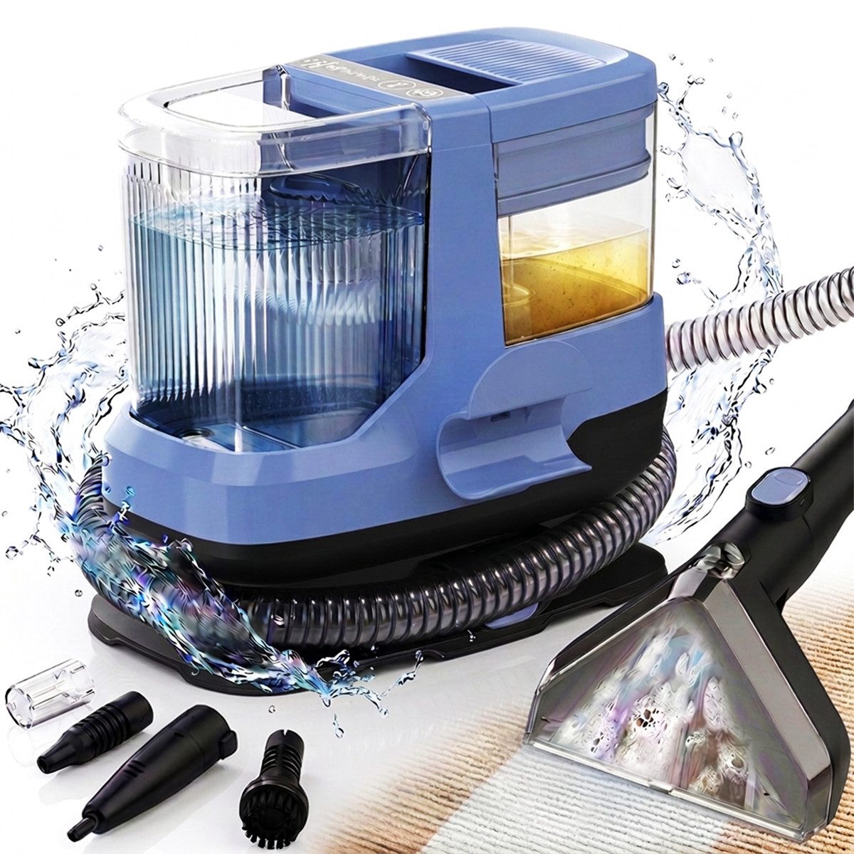 AIRROBO Teppichreinigungsgerät CP100 Teppichreiniger Waschsauger 17000 PA, Dampfreiniger 4 Modi, 600 W, Die Dampftemperatur ist verstellbar von 60℃ bis 100℃, Tragbarerer Fleckenreiniger mit Trenntank-System, Integrierte Zirkulationsreinigungsfunktion, 1100ML Schmutzwasser +900ML Frischwassertank, Für Küchenfett, Teppiche, Polstermöbel, Sofas, Autos, Haustiere.