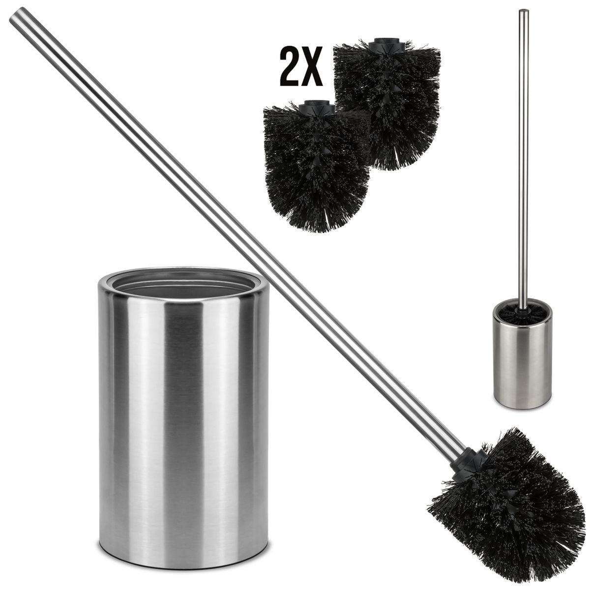 bonsport WC-Garnitur Edelstahl WC-Garnitur inkl. Ersatz-Bürstenkopf
