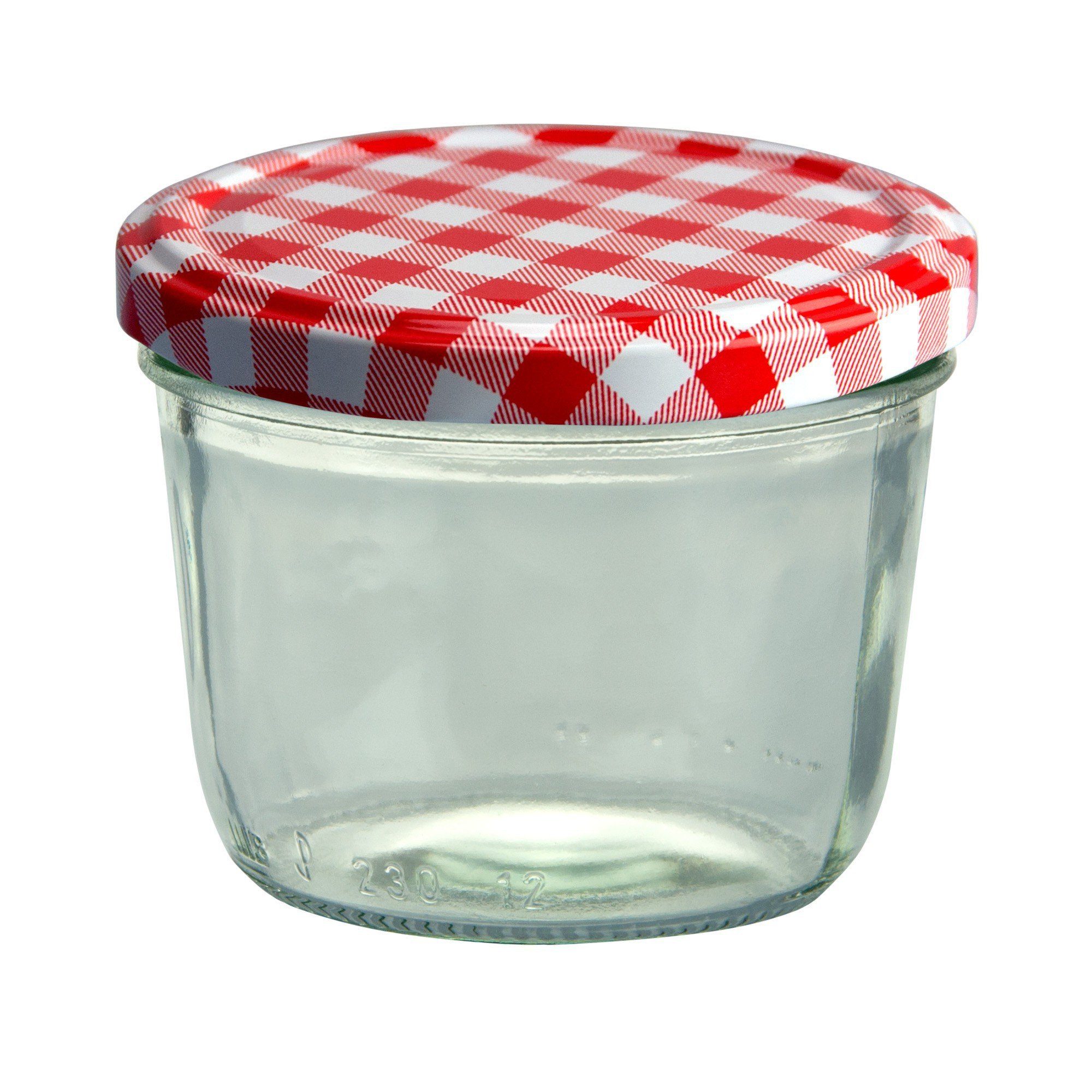MamboCat Einmachglas 50er Set Sturzglas 230 ml Marmeladenglas To 82 rot karierter Deckel, Glas – Bild 3 von 3