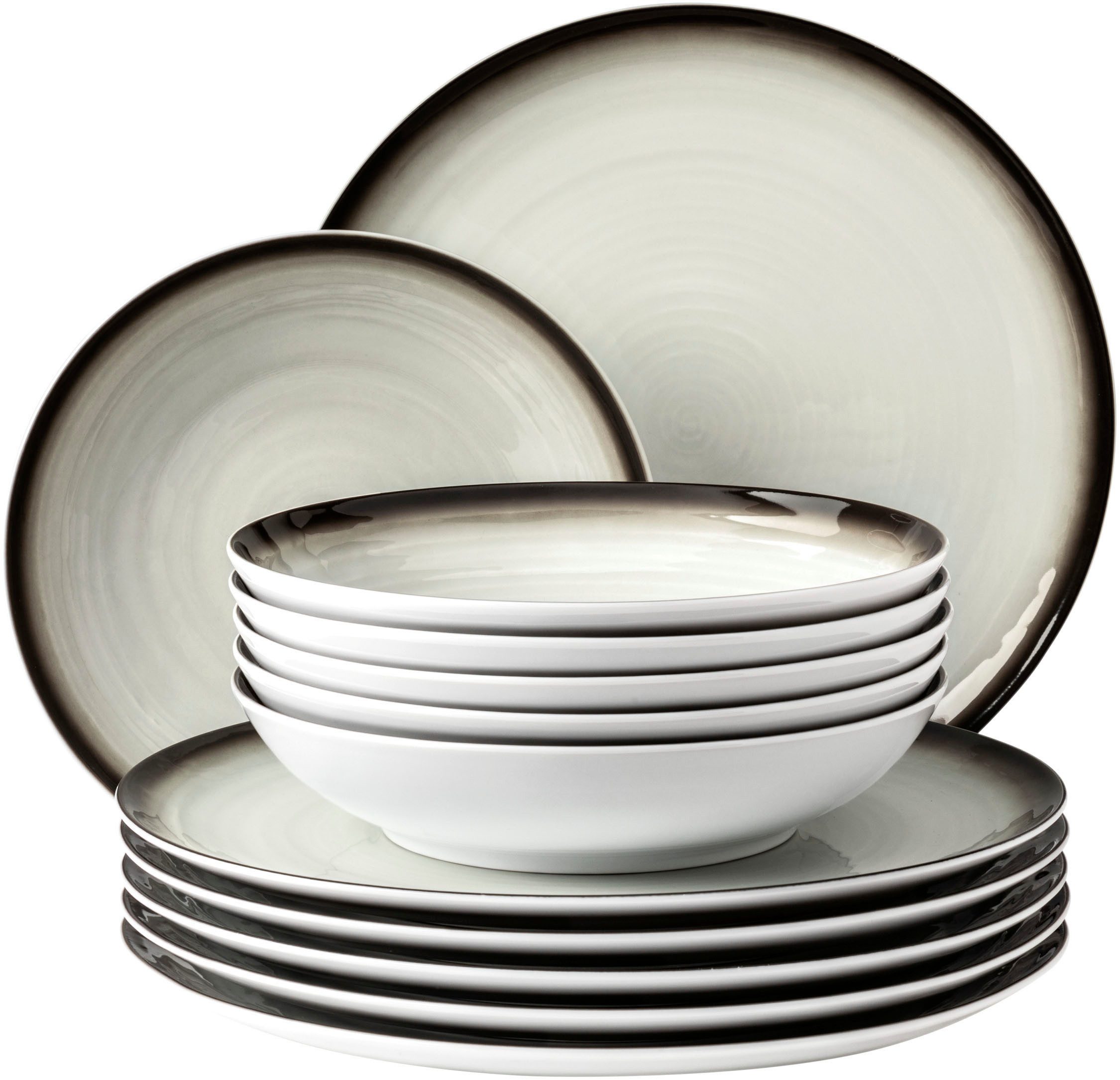 Seltmann Weiden Tafelservice Geschirr-Set, 12 Teile, Terra Corso (12-tlg), 6 Personen, Porzellan, Geschirr, Teller Set, weiß, Made in …