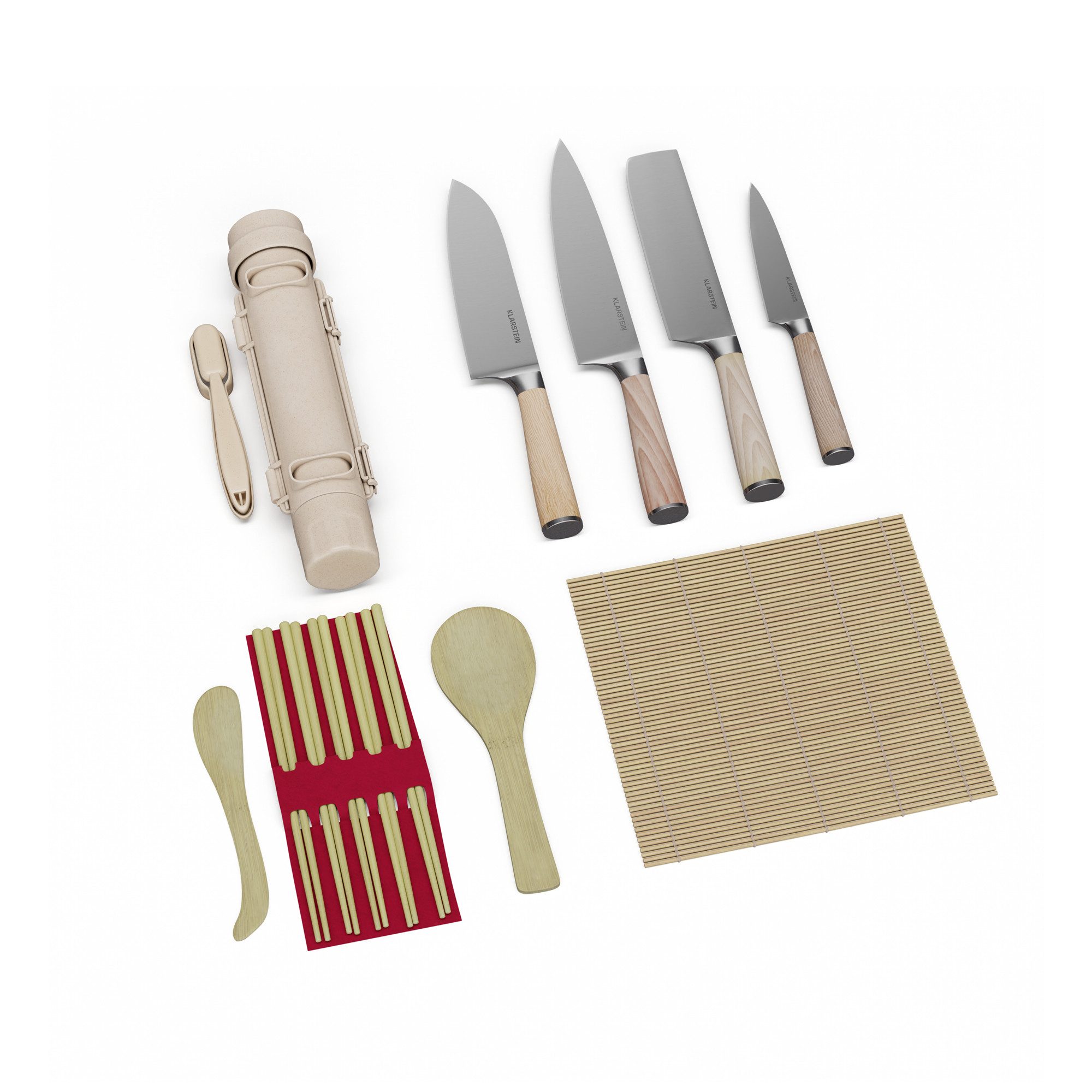 Klarstein Messer-Set Shibui Sushi (15-tlg), Sushi-Messer-Set 15 Teilig jJpanischem Gemüsemesser