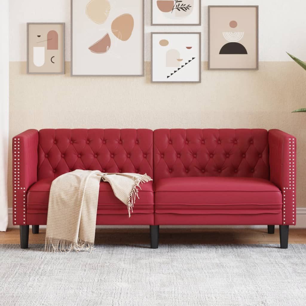 vidaXL Sofa Chesterfield-Sofa 2-Sitzer Weinrot Kunstleder günstig online kaufen