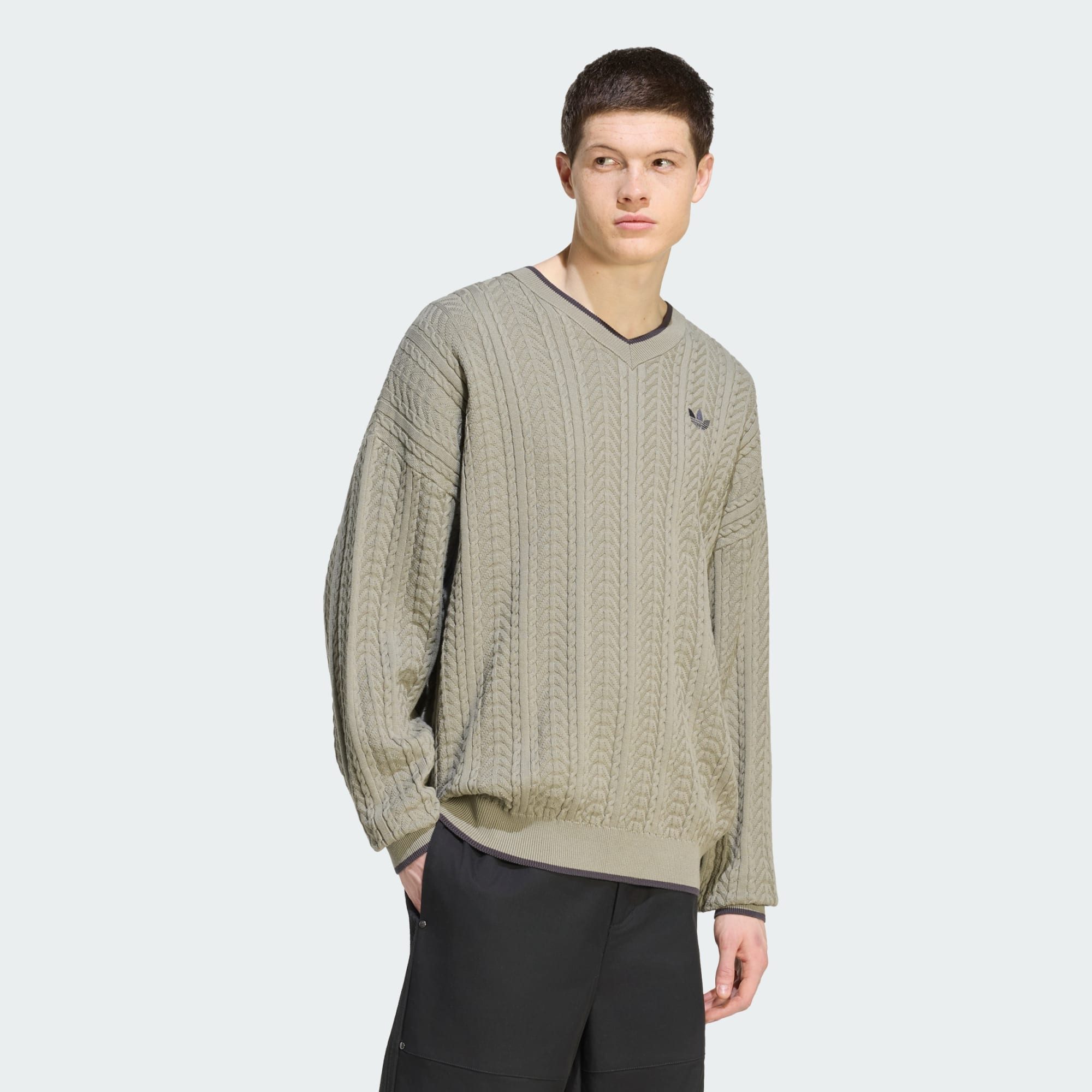 adidas Originals Sweatshirt PULLOVER, GESTRICKT, V-AUSSCHNITT, ZOPFMUSTER (1-tlg)