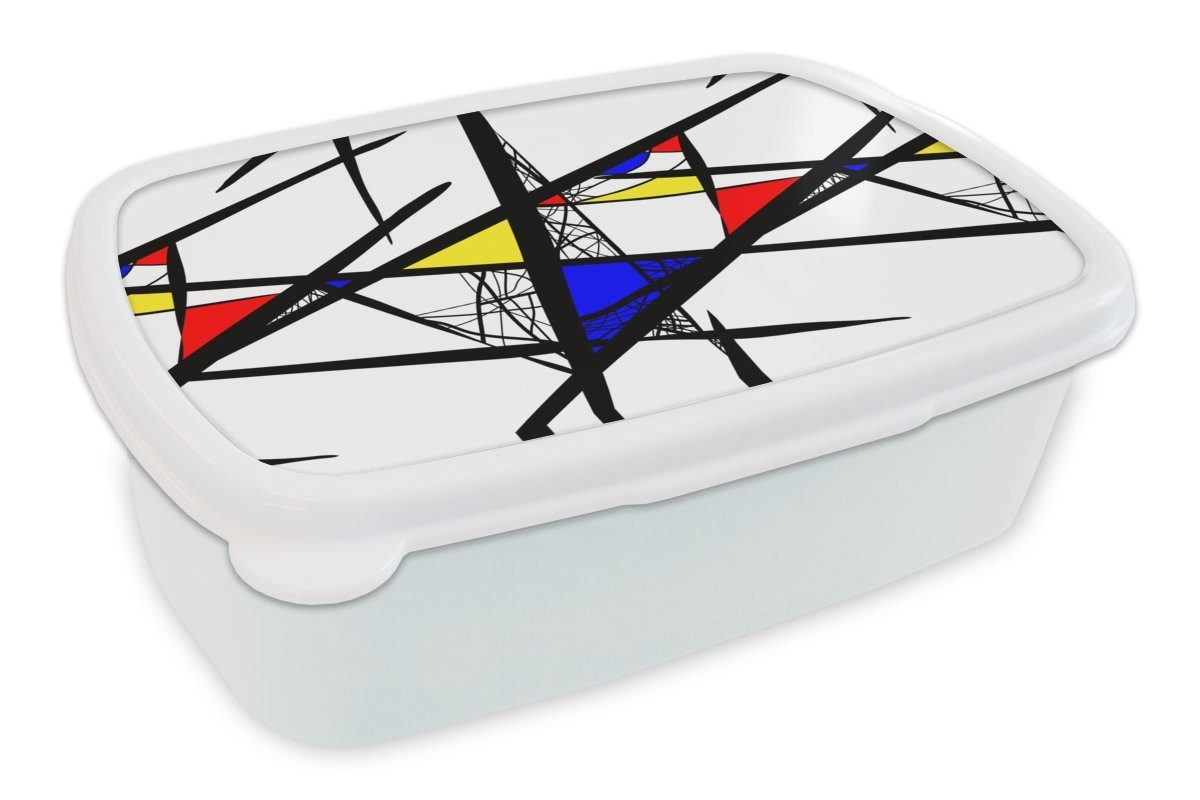 MuchoWow Lunchbox Muster - Abstrakt - Kunst, Kunststoff, (2-tlg), Brotbox für Kinder und Erwachsene, Brotdose, für Jungs und Mädchen weiß