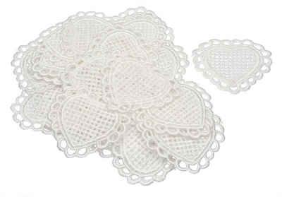 Patchies Spitzen-Herzen, Polyester (PES), Ø 5 cm, weiß