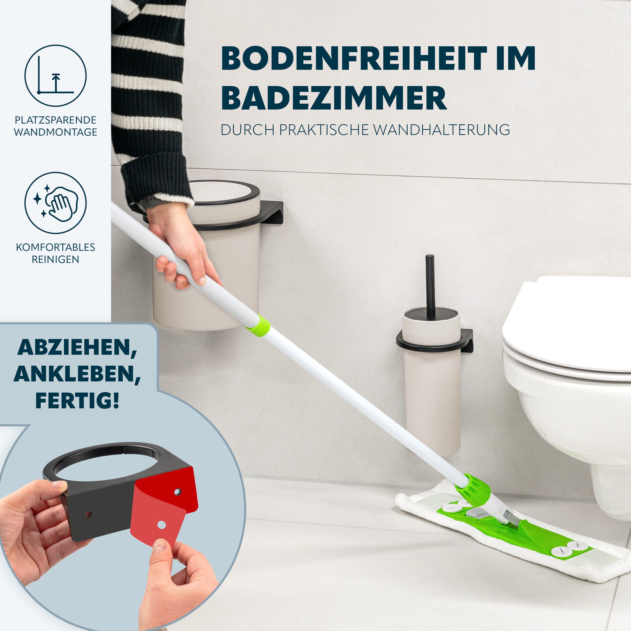 bremermann WC-Reinigungsbürste WC-Garnitur SAVONA Softtouch inkl. Wandhalterung, rund, (1-tlg) – Bild 3 von 5