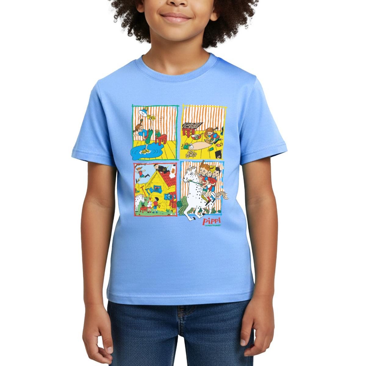 T-Shirt Pippi Langstrumpf Und Ihre Freunde Kacheln Kinder T-Shirt