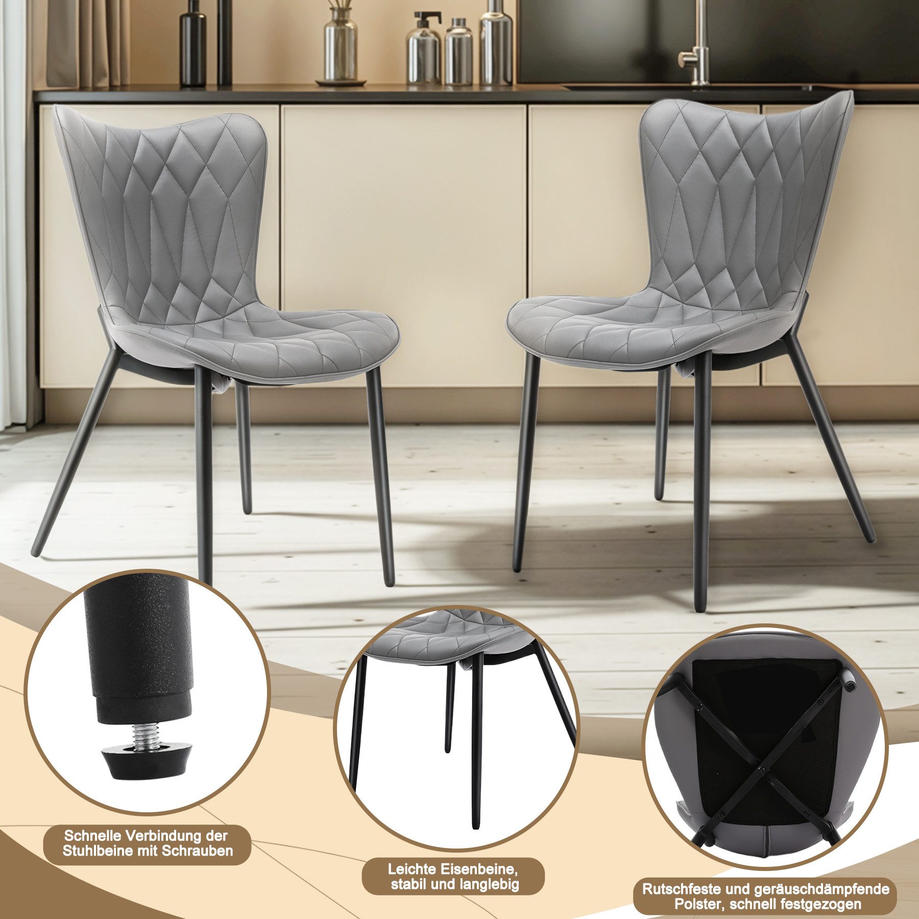 HomeMiYN Esszimmerstuhl Ledere Esszimmerstühle (2 St) – Bild 5 von 5