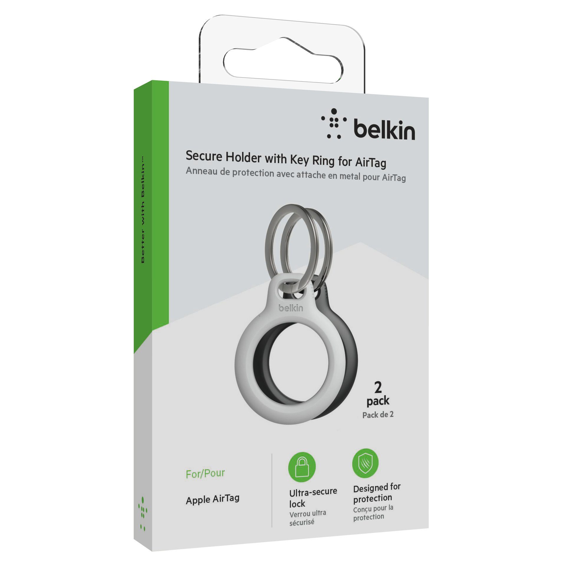 Belkin Schlüsselanhänger Secure Holder (2er-Pack) (2-tlg) grau | Schlüsselanhänger