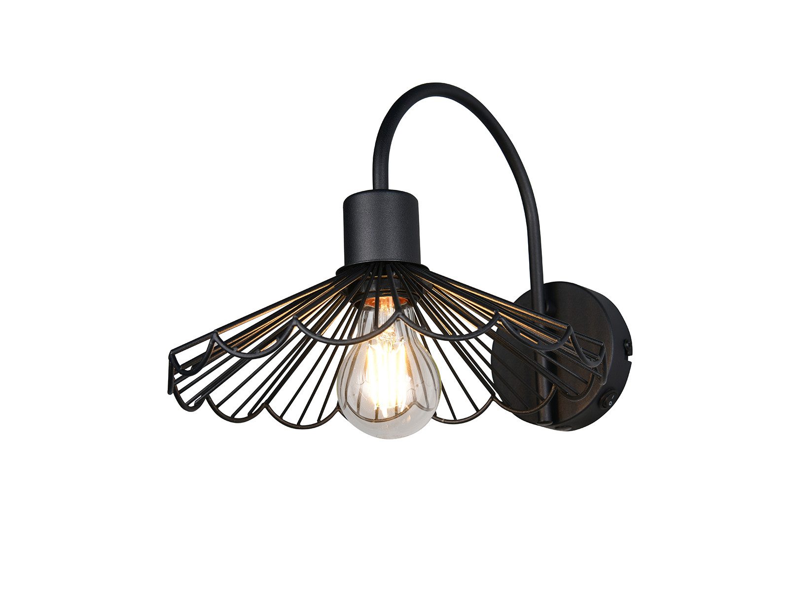 Reality Leuchten LED Wandleuchte mit Schalter, Höhe 21,5cm, Dimmfunktion, LED wechselbar, Warmweiß, ausgefallen-e innen Wand-Lampe mit Gitter Lampenschirm & Leuchtmittel