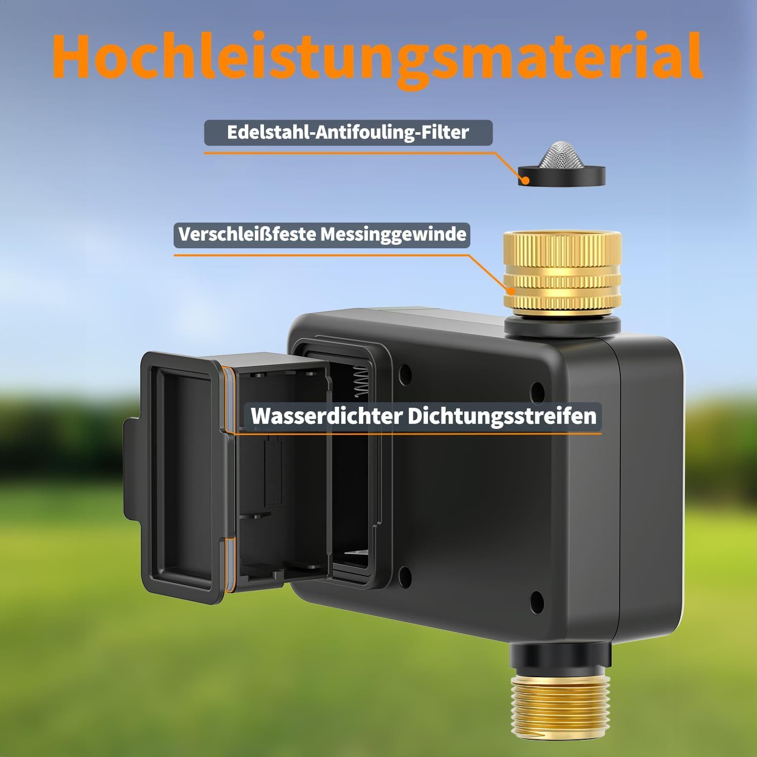 Diivoo Bewässerungssystem Bewässerungscomputer 4 Ausgänge WLAN mit Messingeinlass mit WLAN, APP – Bild 4 von 5